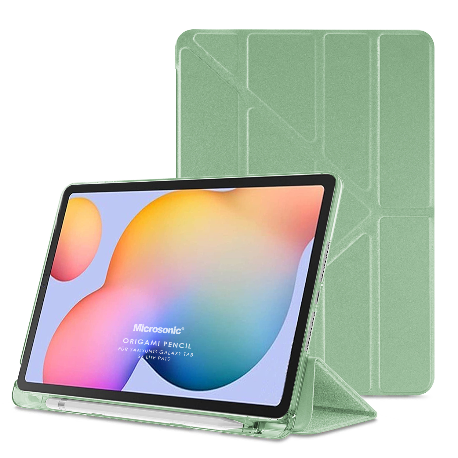 Microsonic Samsung Galaxy Tab S6 Lite 10 4 P610 Kılıf Origami Pencil Açık Yeşil
