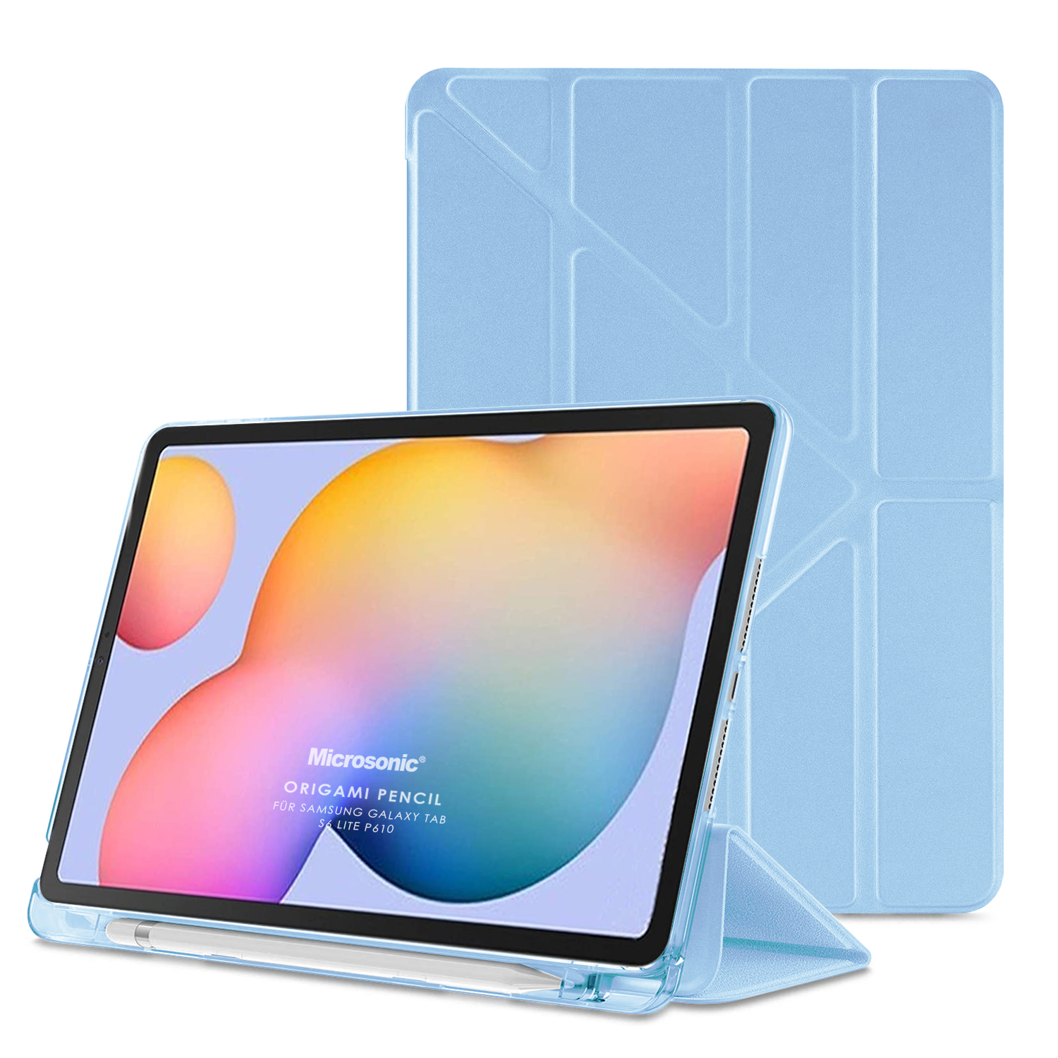 Microsonic Samsung Galaxy Tab S6 Lite 10 4 P610 Kılıf Origami Pencil Mavi