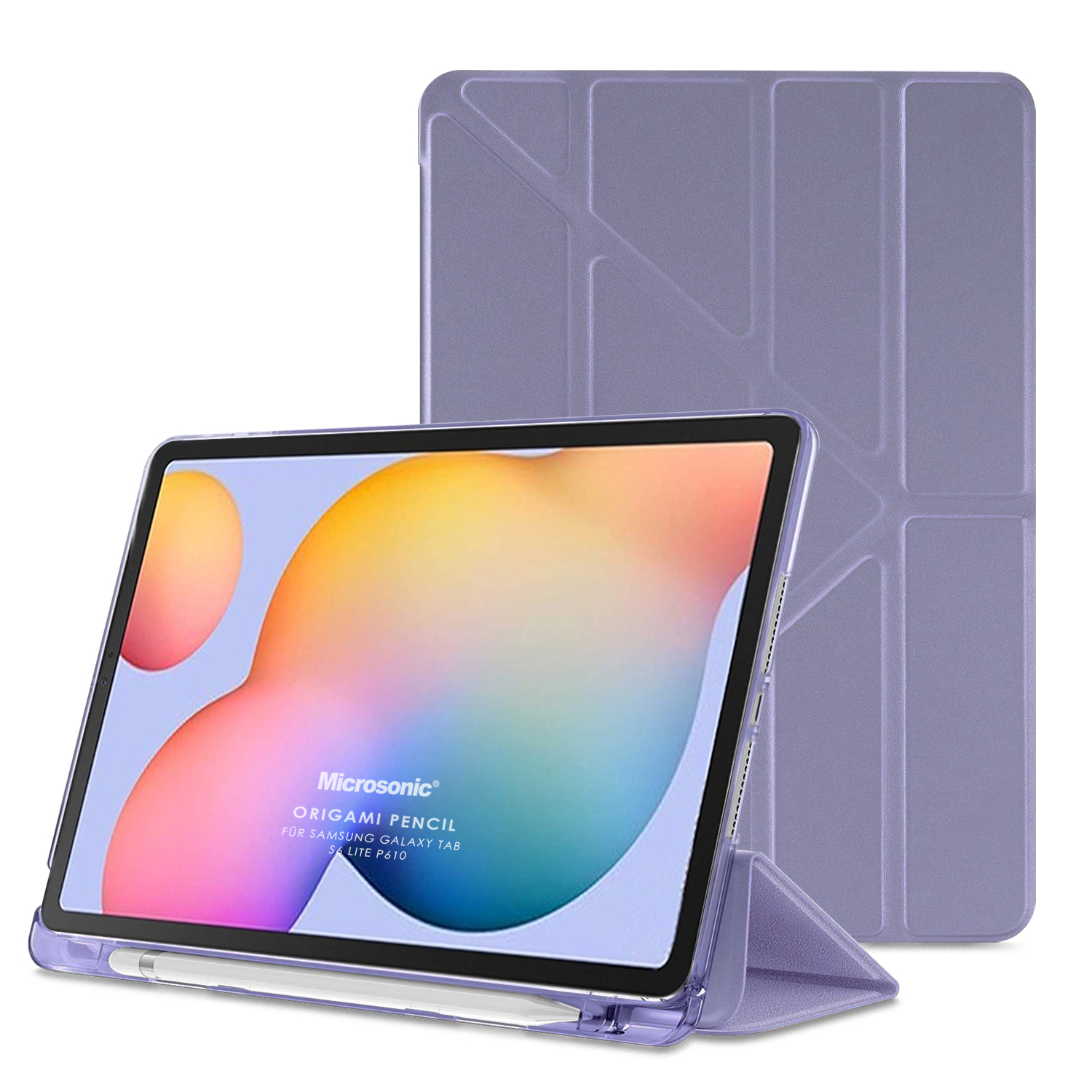 Microsonic Samsung Galaxy Tab S6 Lite 10 4 P610 Kılıf Origami Pencil Lila