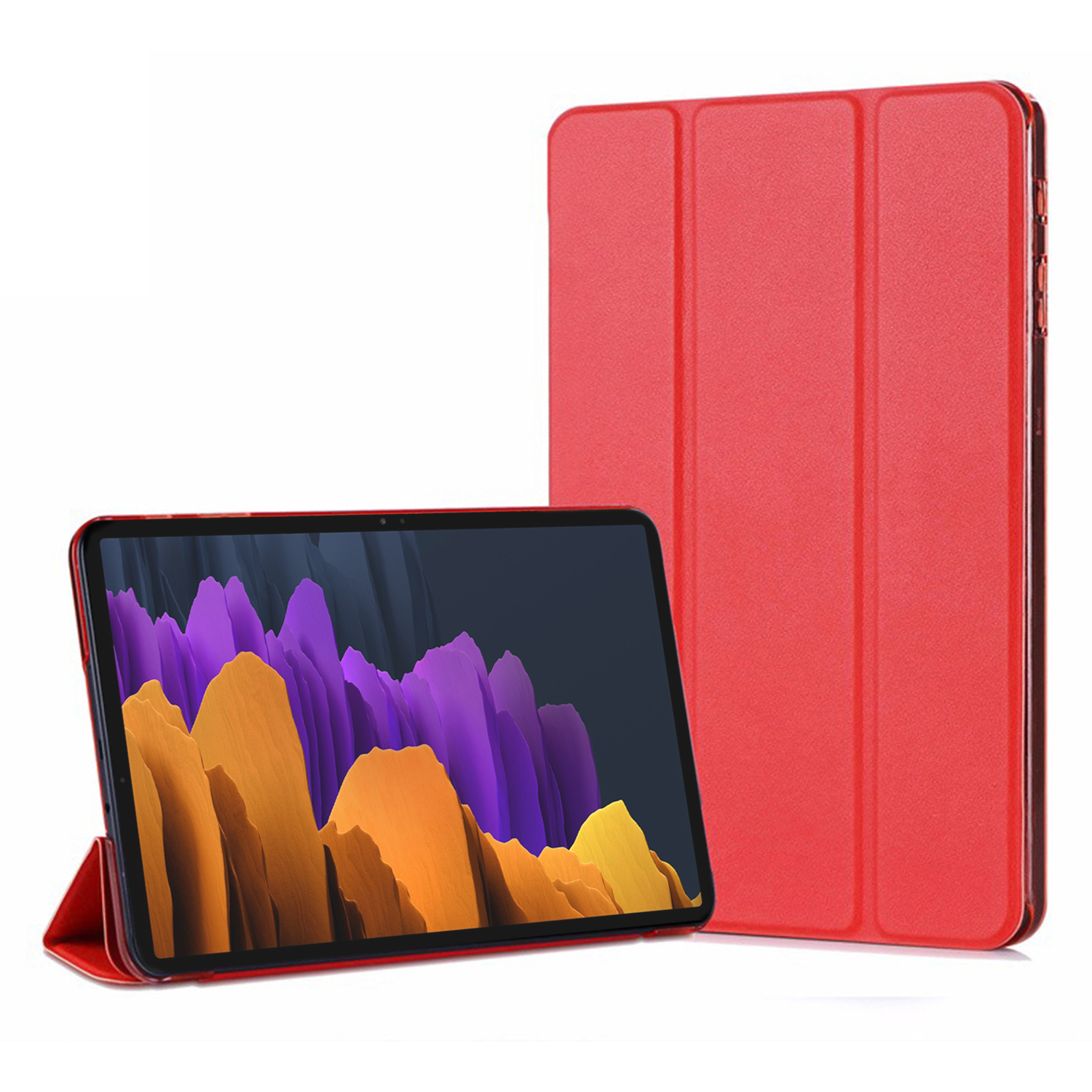 Microsonic Samsung Galaxy Tab S7 Plus T970 Kılıf Slim Translucent Back Smart Cover Kırmızı