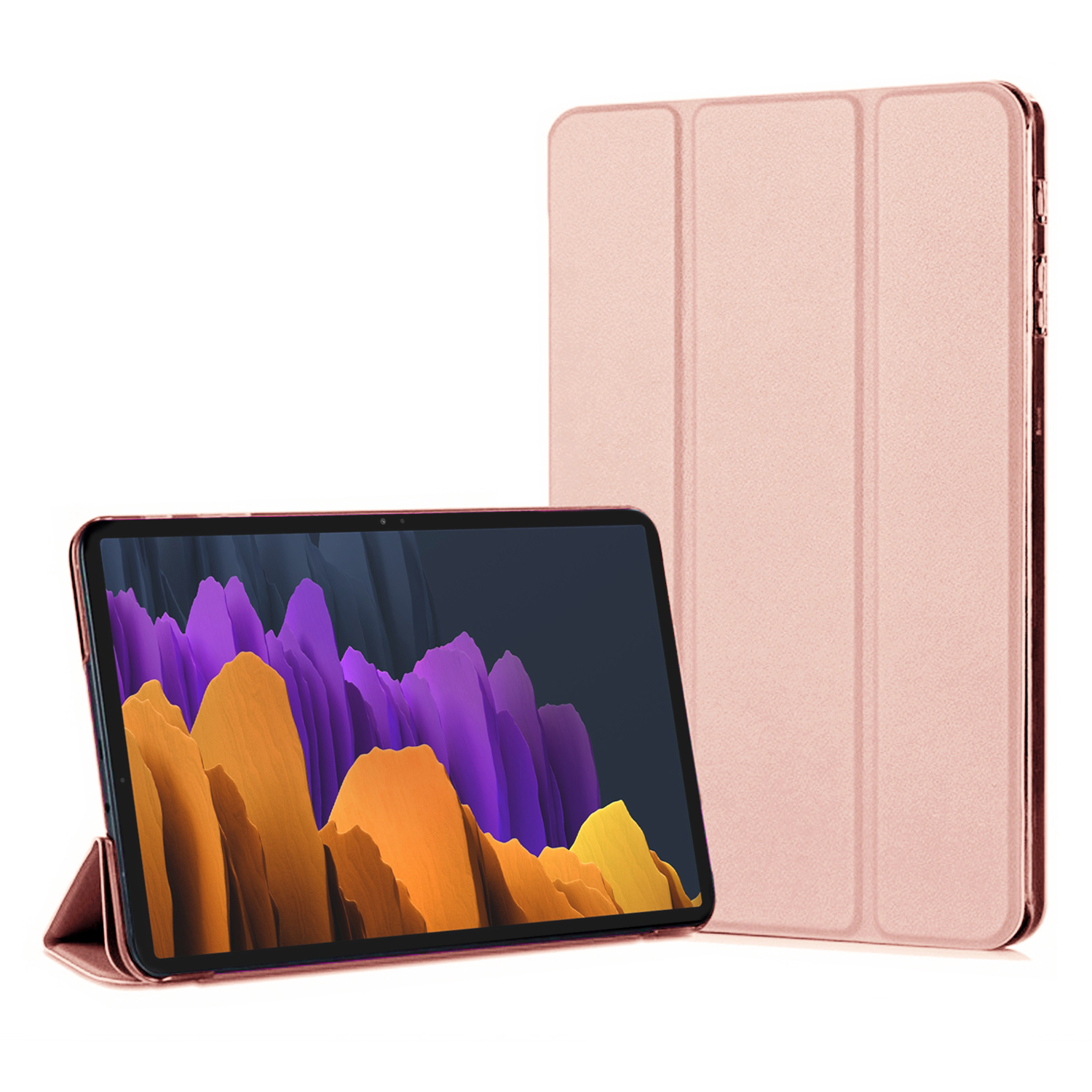 Microsonic Samsung Galaxy Tab S7 FE LTE T737 Kılıf Slim Translucent Back Smart Cover Rose Gold