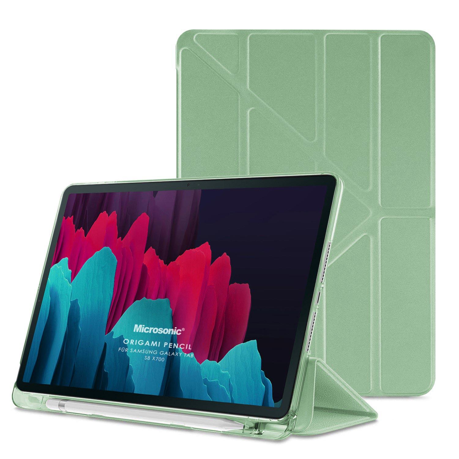 Microsonic Samsung Galaxy Tab S8 X700 Kılıf Origami Pencil Açık Yeşil