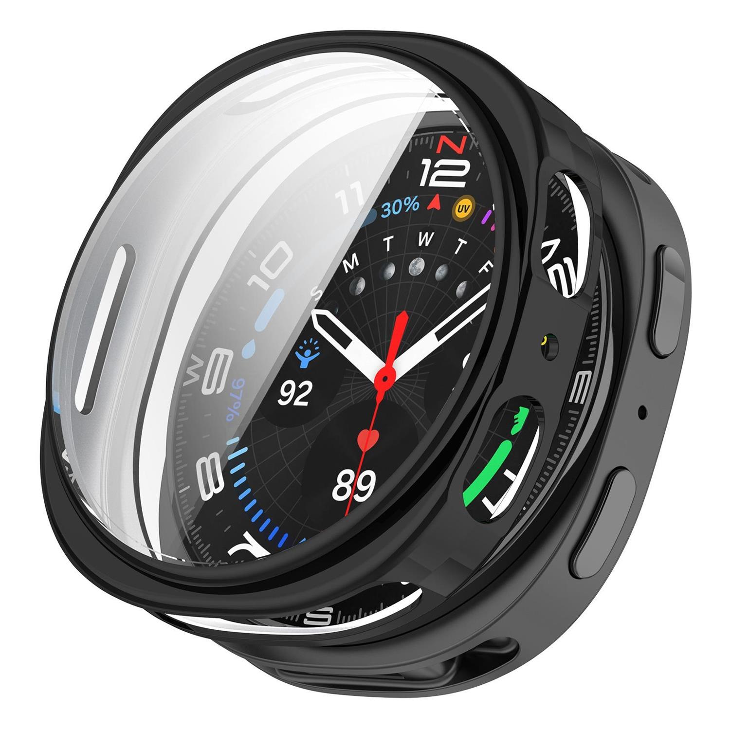 Microsonic Samsung Galaxy Watch 8 44mm Kılıf Ekranı Tam Kaplayan 360 Full Round Soft Silicone Siyah