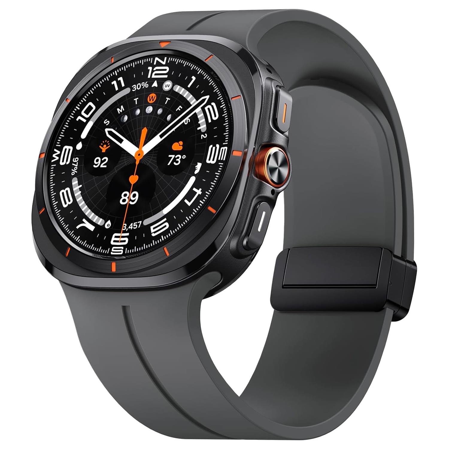 Microsonic Samsung Galaxy Watch 8 Classic 46mm Kordon Ribbon Line Koyu Gri