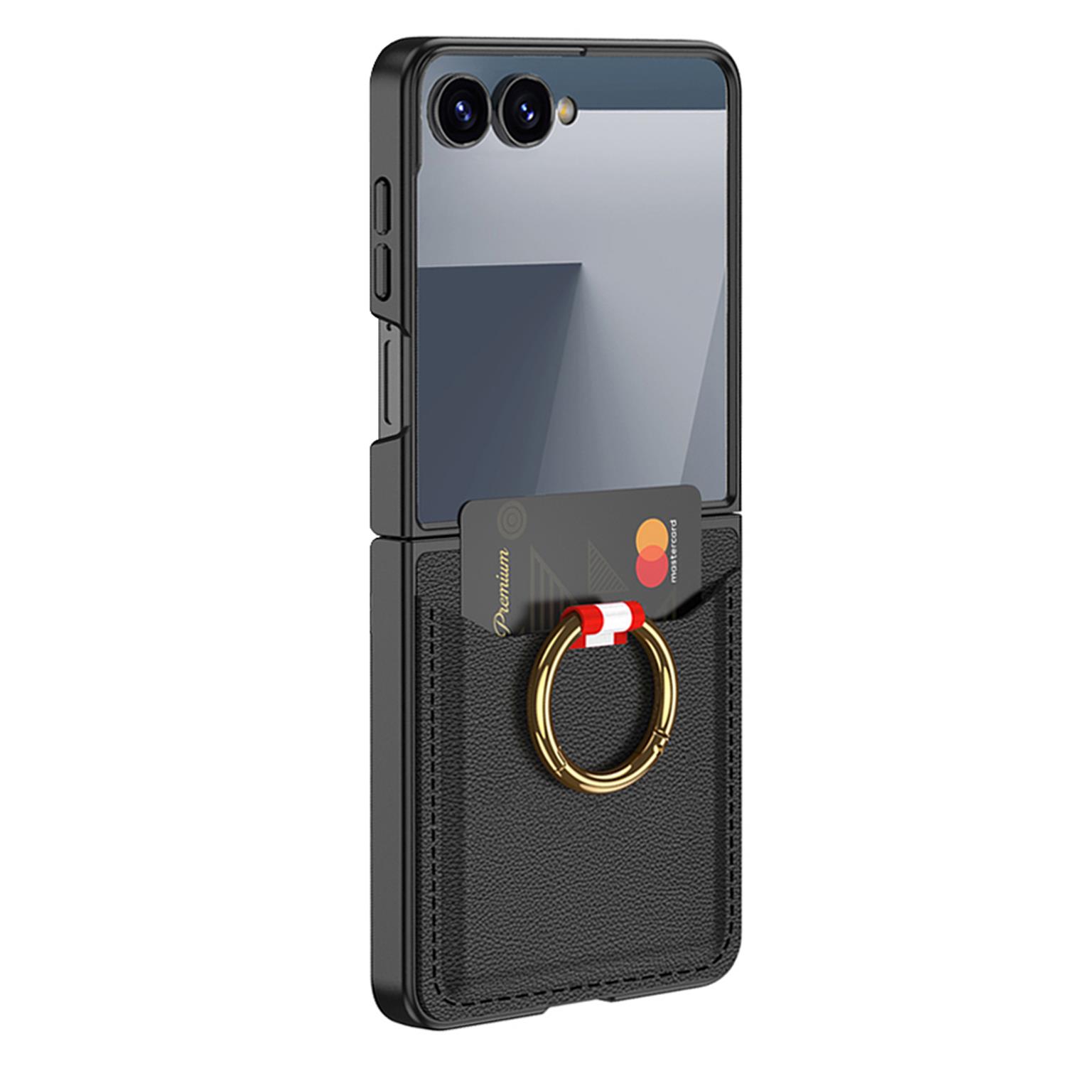 Microsonic Samsung Galaxy Z Flip 7 Kılıf LuxRing Wallet Siyah