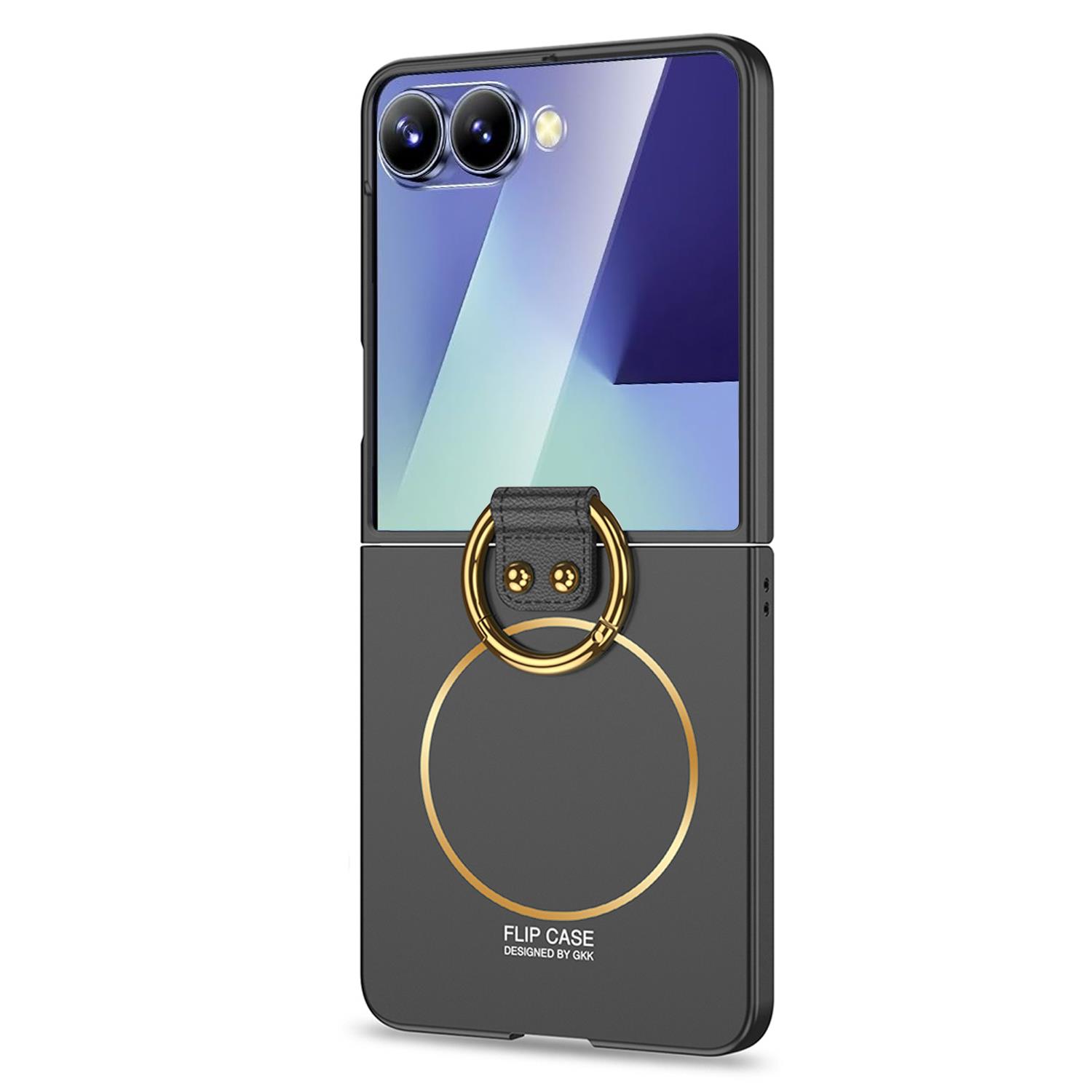 Microsonic Samsung Galaxy Z Flip 7 Kılıf Ring Fall Platinum Siyah