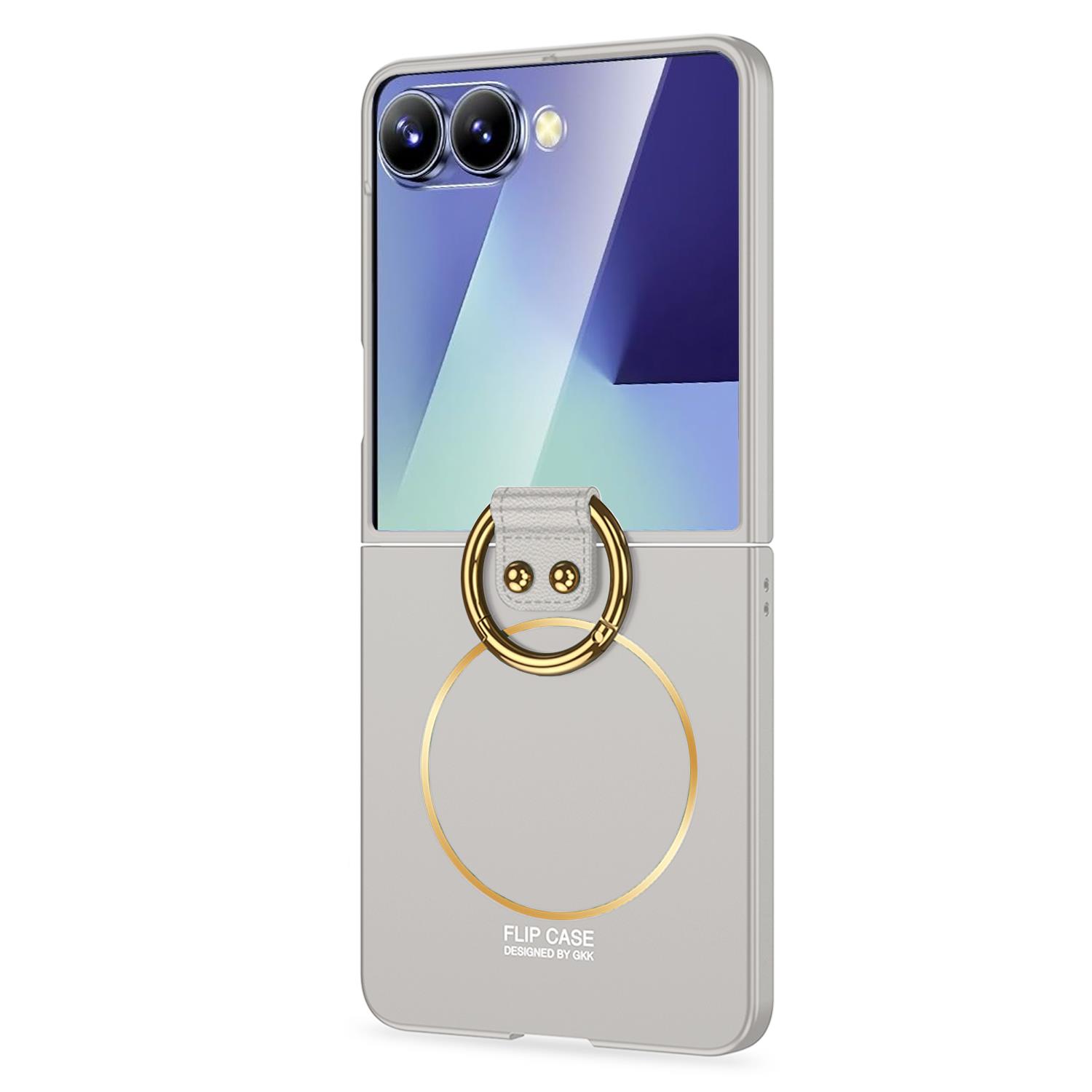 Microsonic Samsung Galaxy Z Flip 7 Kılıf Ring Fall Platinum Titanyum