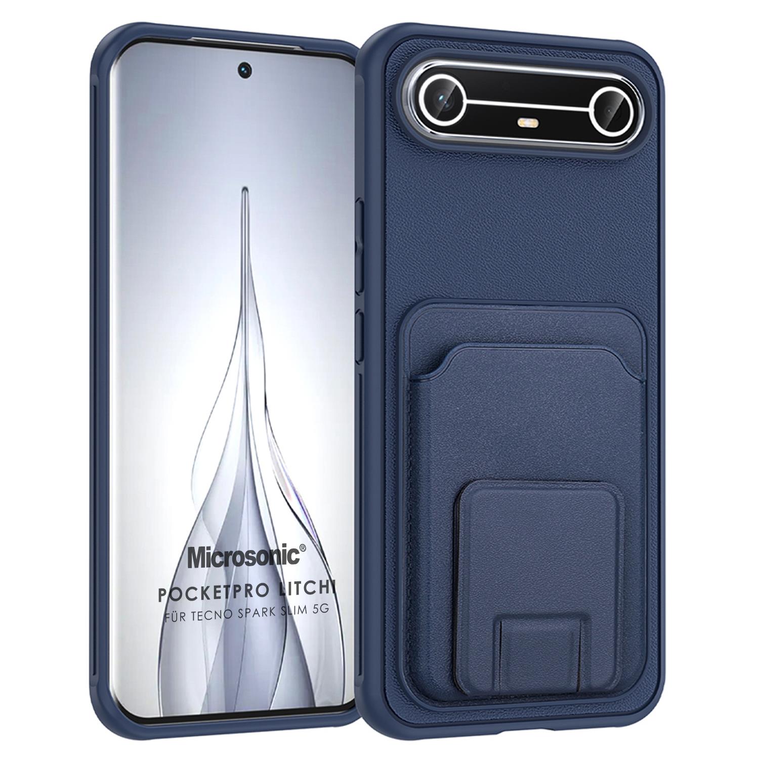 Microsonic TECNO Spark Slim 5G Kılıf PocketPro Litchi Lacivert