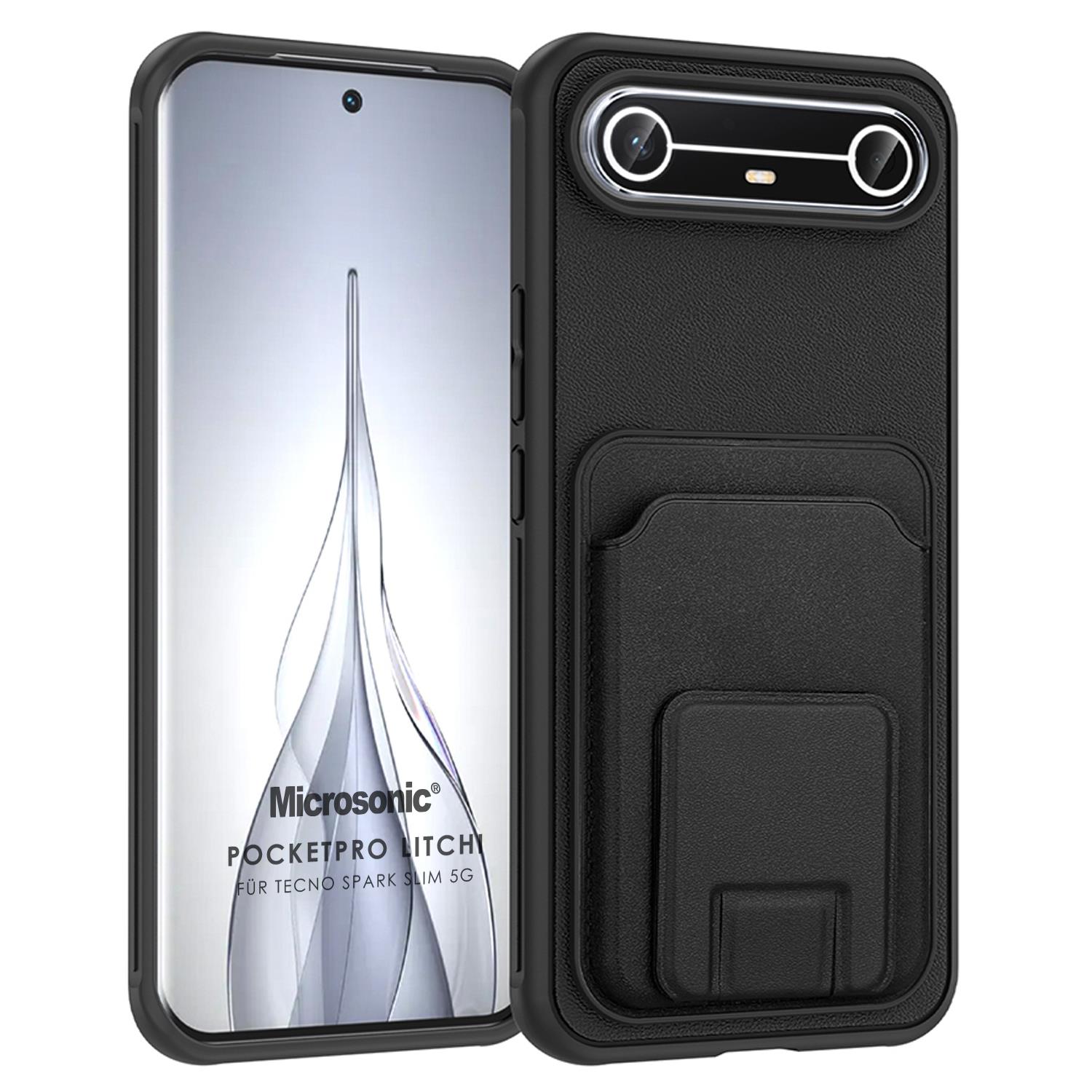 Microsonic TECNO Spark Slim 5G Kılıf PocketPro Litchi Siyah