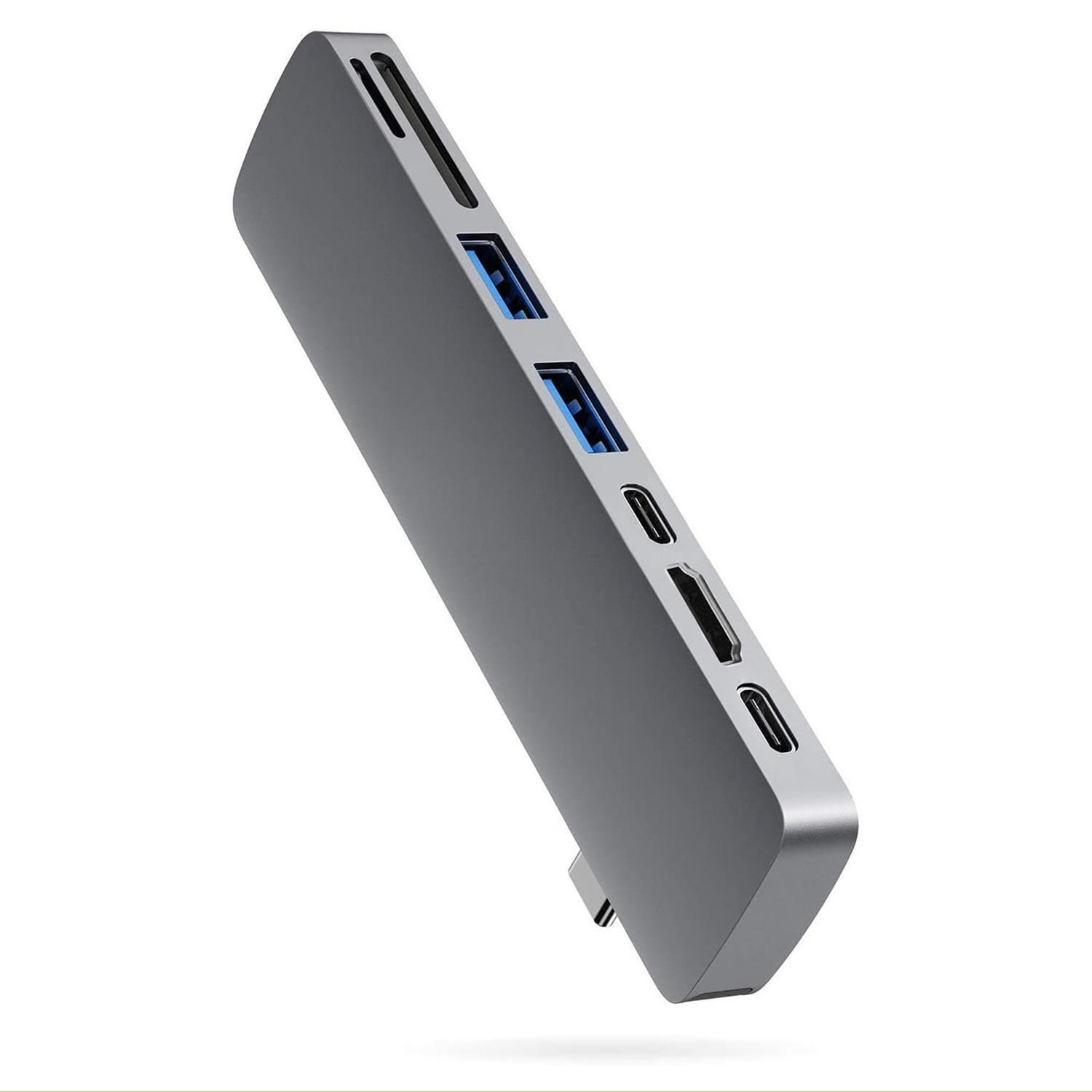 Microsonic Type-C to HDTV Multifunction Adapter 7 Port Macbook 4K HDMI USB SD Kart Dişi Typ-C Dönüştücü Adaptör Kablo Gri