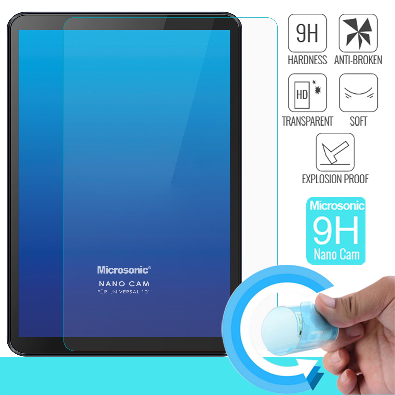 Microsonic Universal 10 inç Tablet Nano Glass Cam Ekran Koruyucu