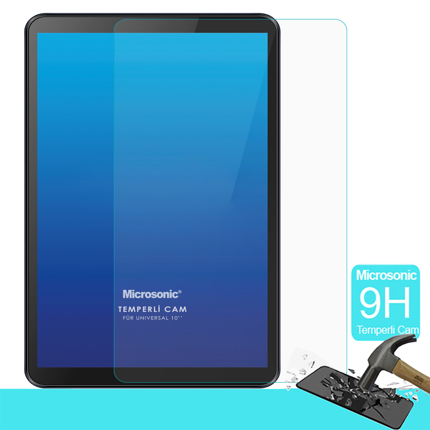 Microsonic Universal 10 inç Tablet Tempered Glass Cam Ekran Koruyucu