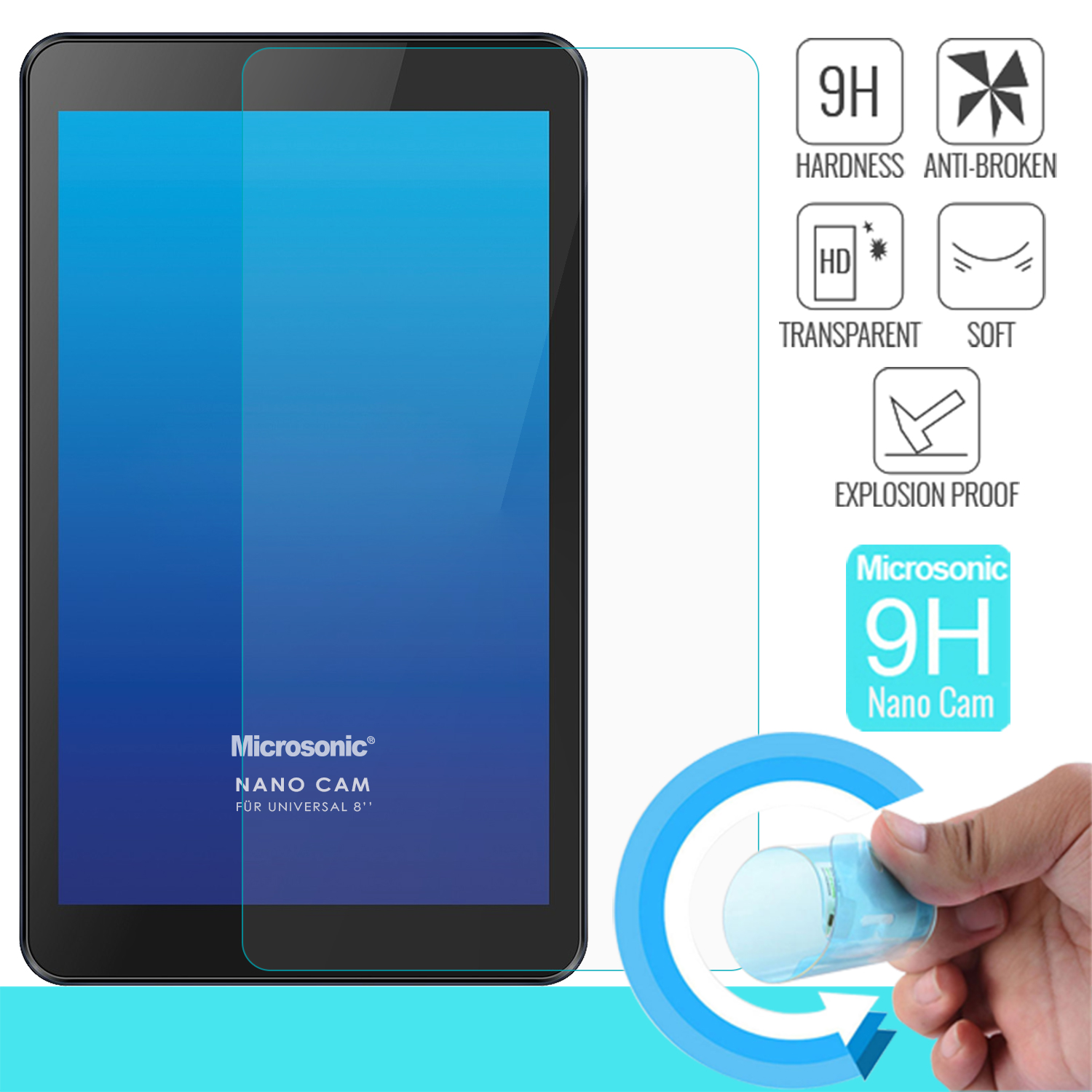 Microsonic Universal 8 inç Tablet Nano Glass Cam Ekran Koruyucu