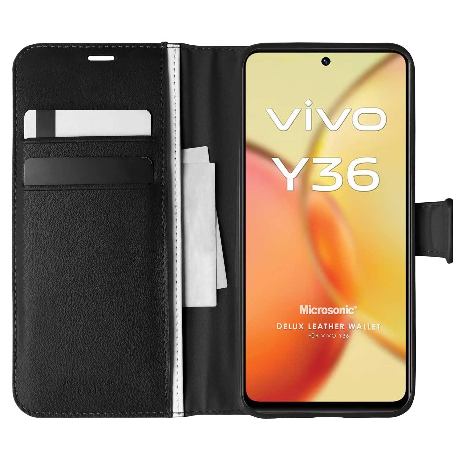 Microsonic Vivo Y36 Kılıf Delux Leather Wallet Siyah