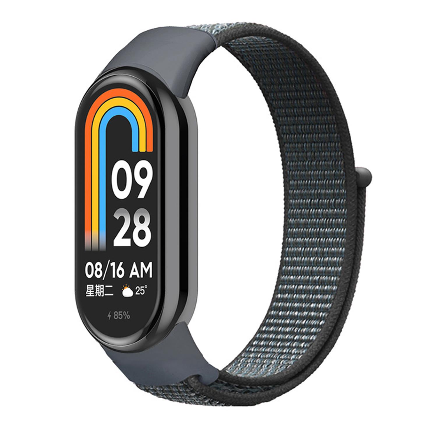 Microsonic Xiaomi Mi Band 8 Hasırlı Kordon Woven Sport Loop Gri