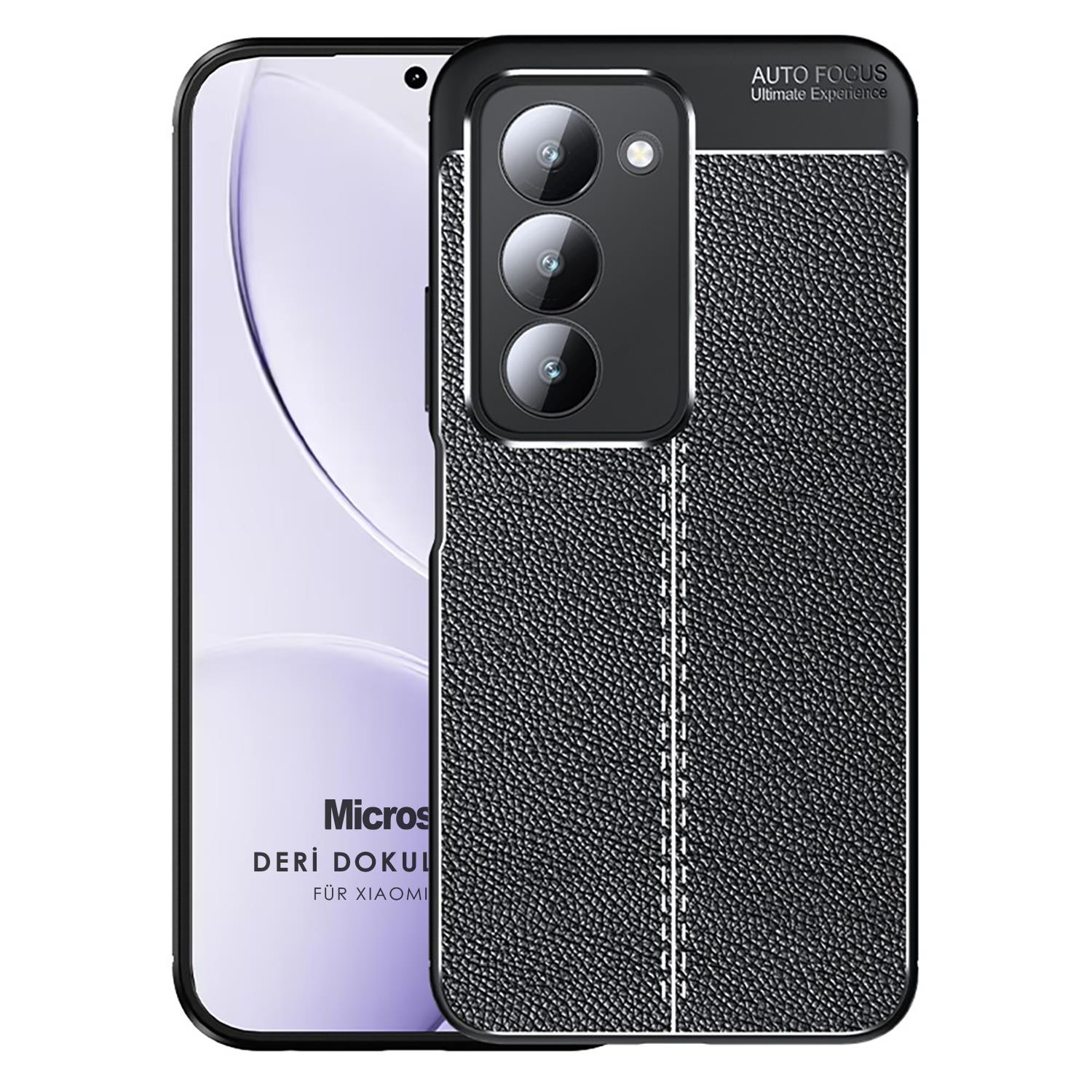 Microsonic Xiaomi Redmi 15 Kılıf Deri Dokulu Silikon Siyah