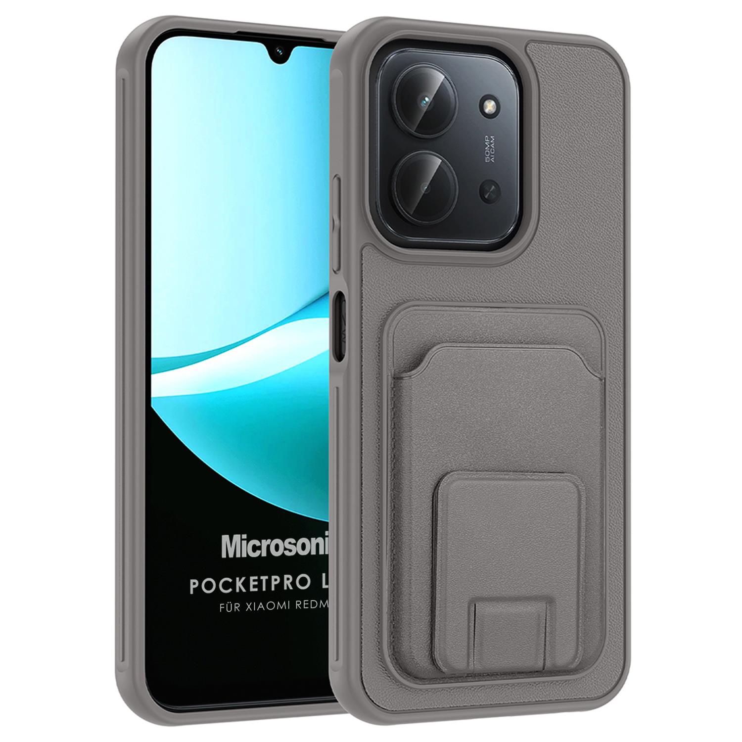 Microsonic Xiaomi Redmi 15C Kılıf PocketPro Litchi Gri