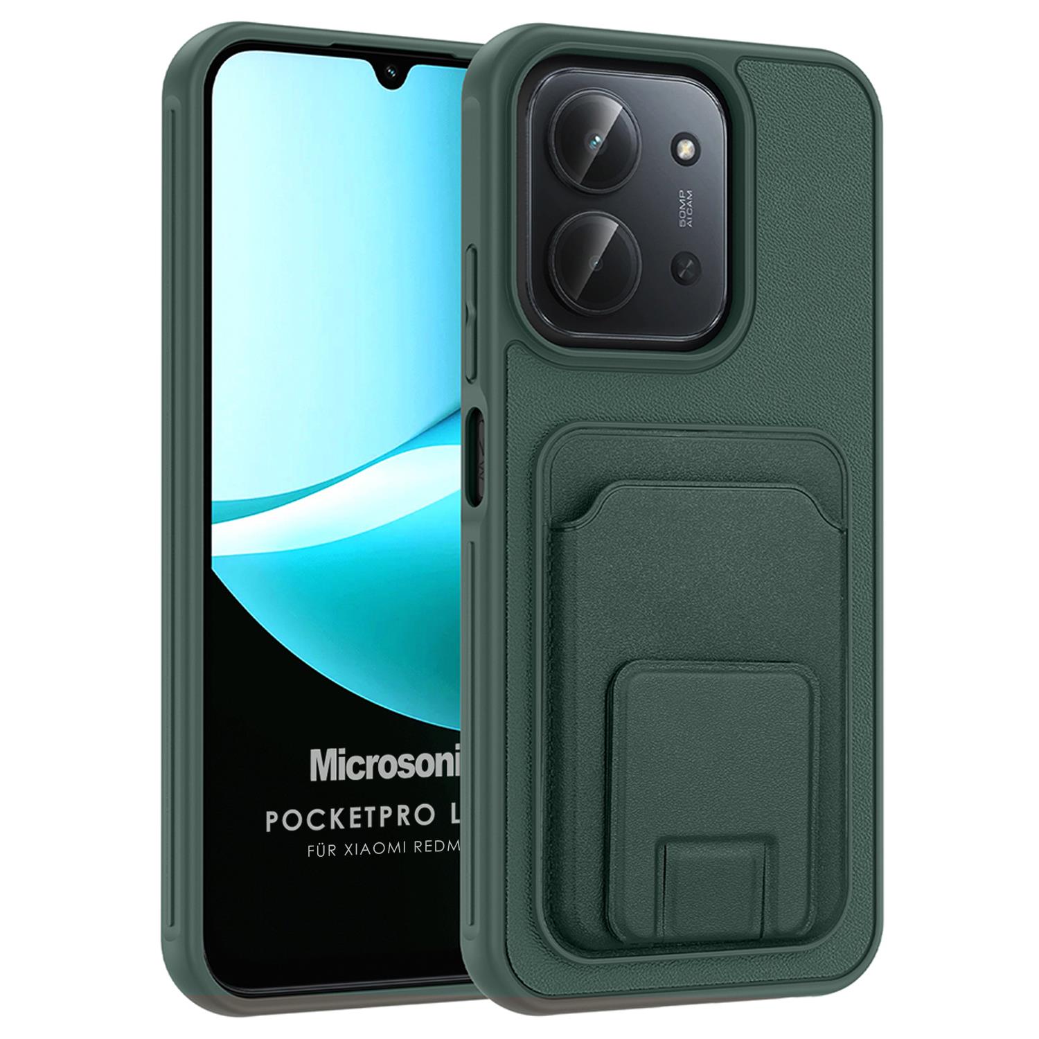 Microsonic Xiaomi Redmi 15C Kılıf PocketPro Litchi Koyu Yeşil