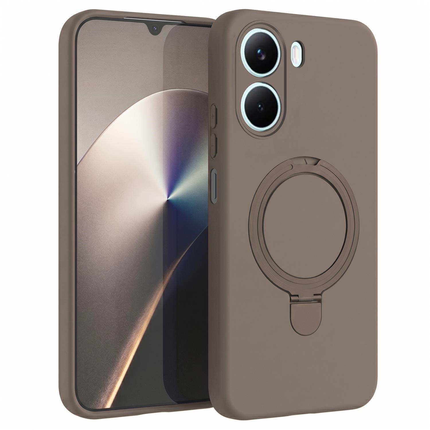 Microsonic Xiaomi Redmi A7 Pro Kılıf Aura Stant MagSafe Kahverengi