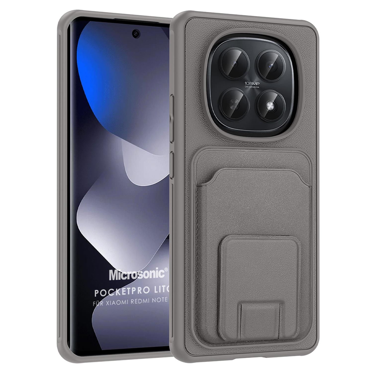 Microsonic Xiaomi Redmi Note 15 5G Kılıf PocketPro Litchi Gri