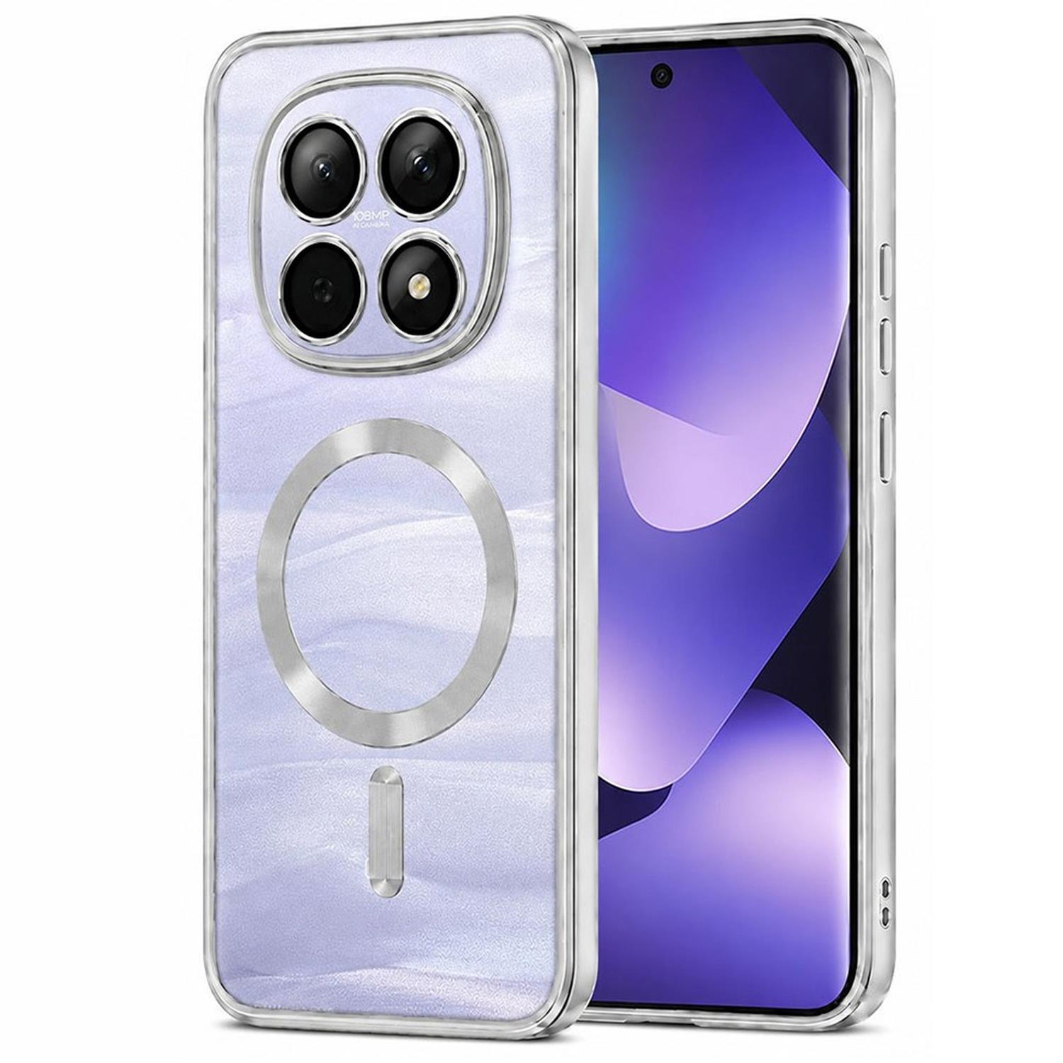 Microsonic Xiaomi Poco M8 Pro Kılıf MagSafe Luxury Electroplate Gümüş