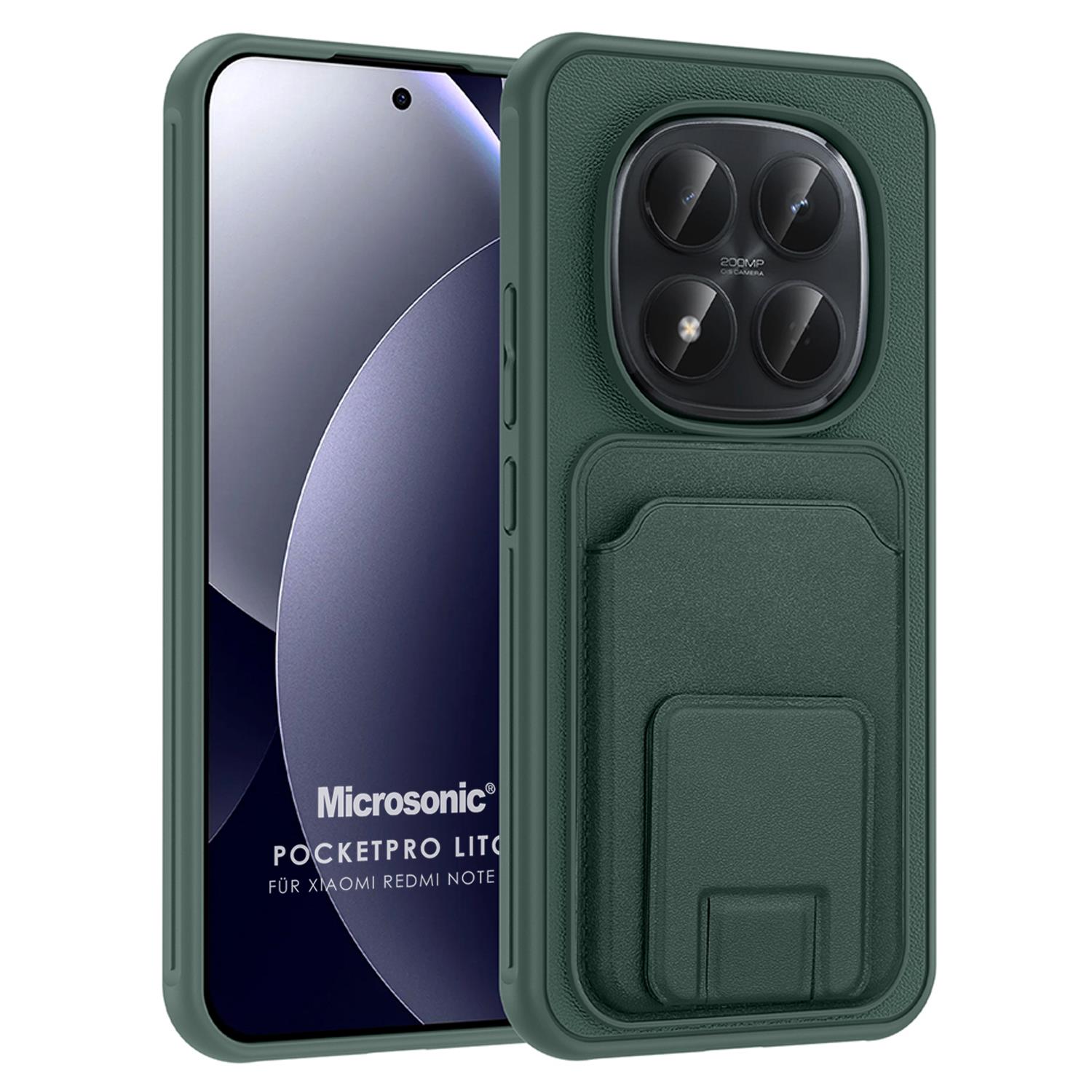 Microsonic Xiaomi Redmi Note 15 Pro Plus 5G Kılıf PocketPro Litchi Koyu Yeşil