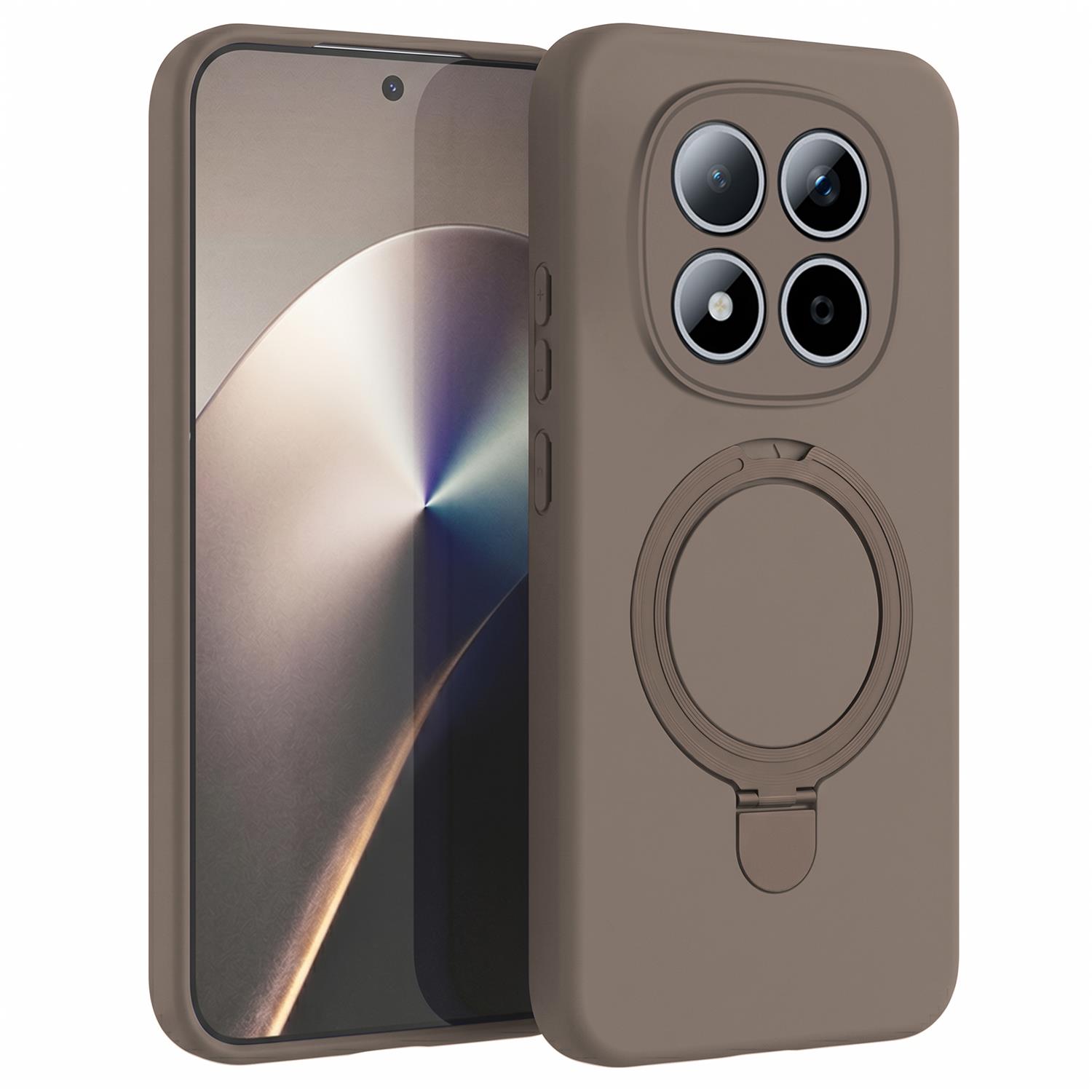 Microsonic Xiaomi Poco M8 Pro Kılıf Aura Stant MagSafe Kahverengi