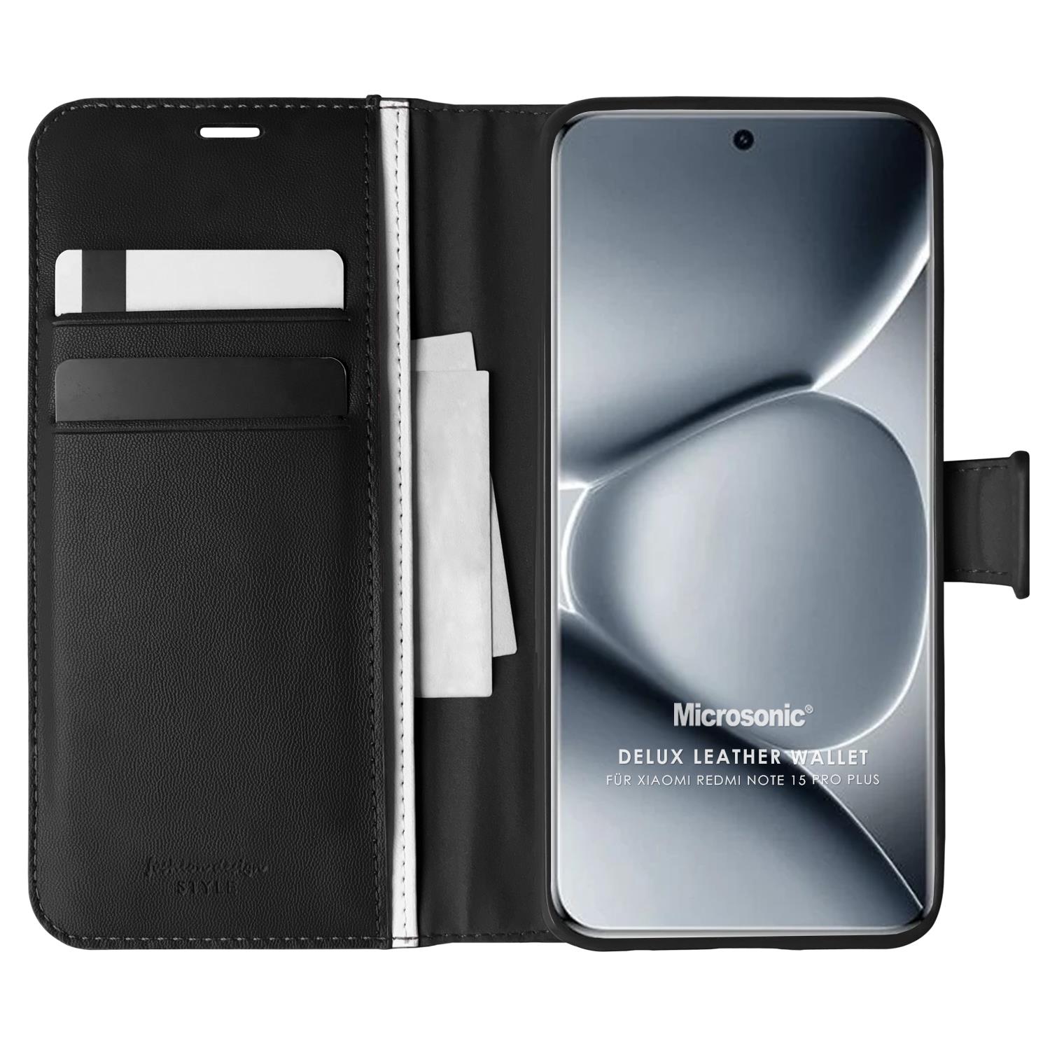 Microsonic Xiaomi Redmi Note 15 Pro Plus Kılıf Delux Leather Wallet Siyah