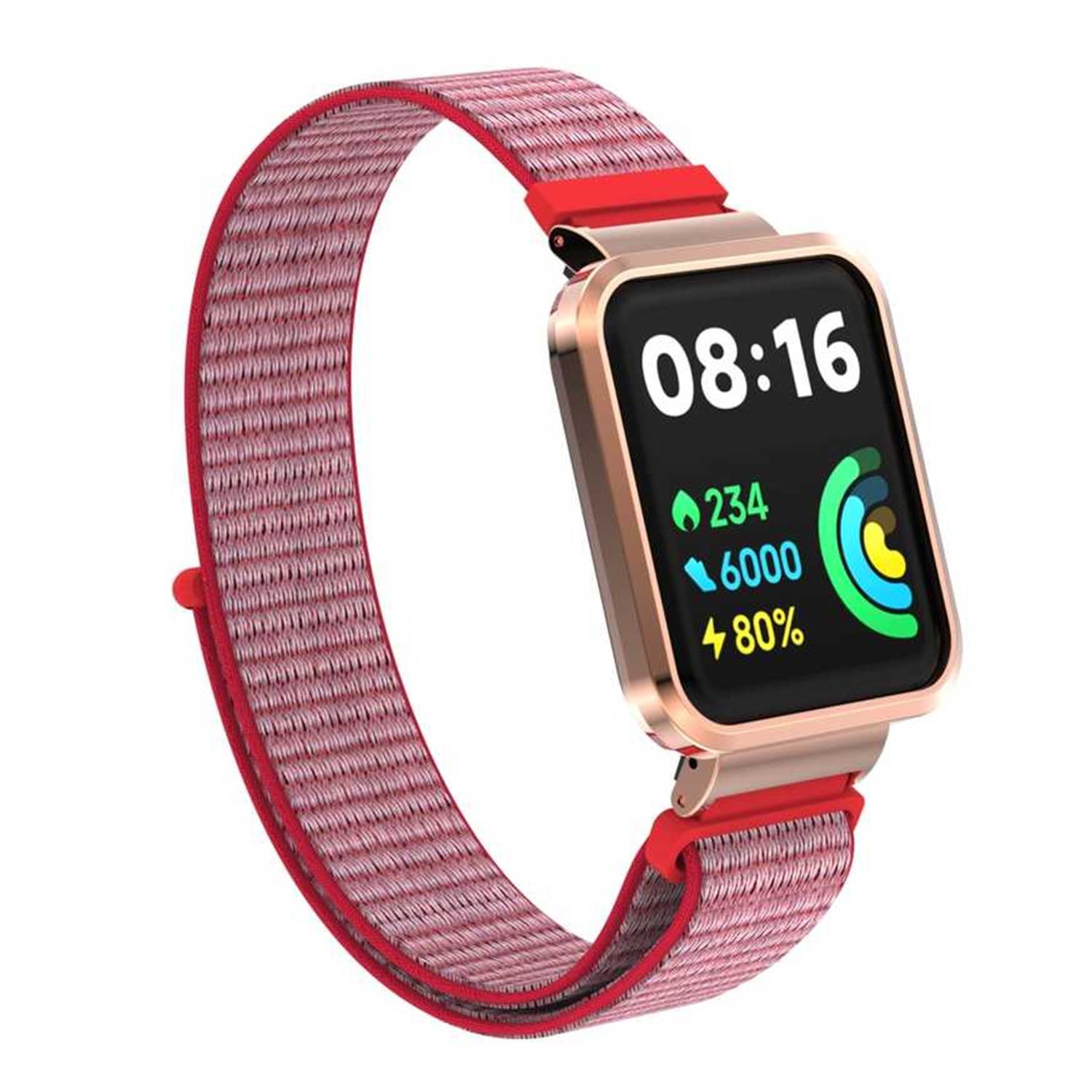 Microsonic Xiaomi Redmi Watch 2 Lite Hasırlı Kordon Woven Sport Loop Pembe