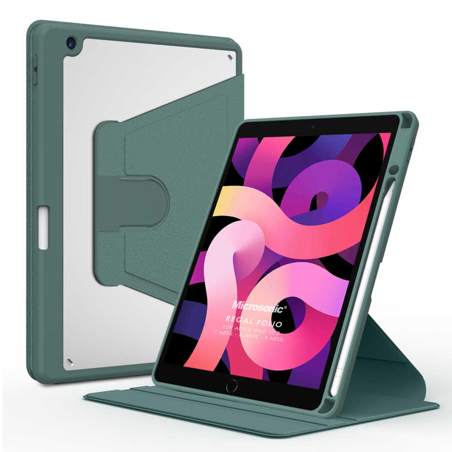 Microsonic Apple iPad 10 2 7 Nesil Kılıf A2197-A2200-A2198 Regal Folio Koyu Yeşil