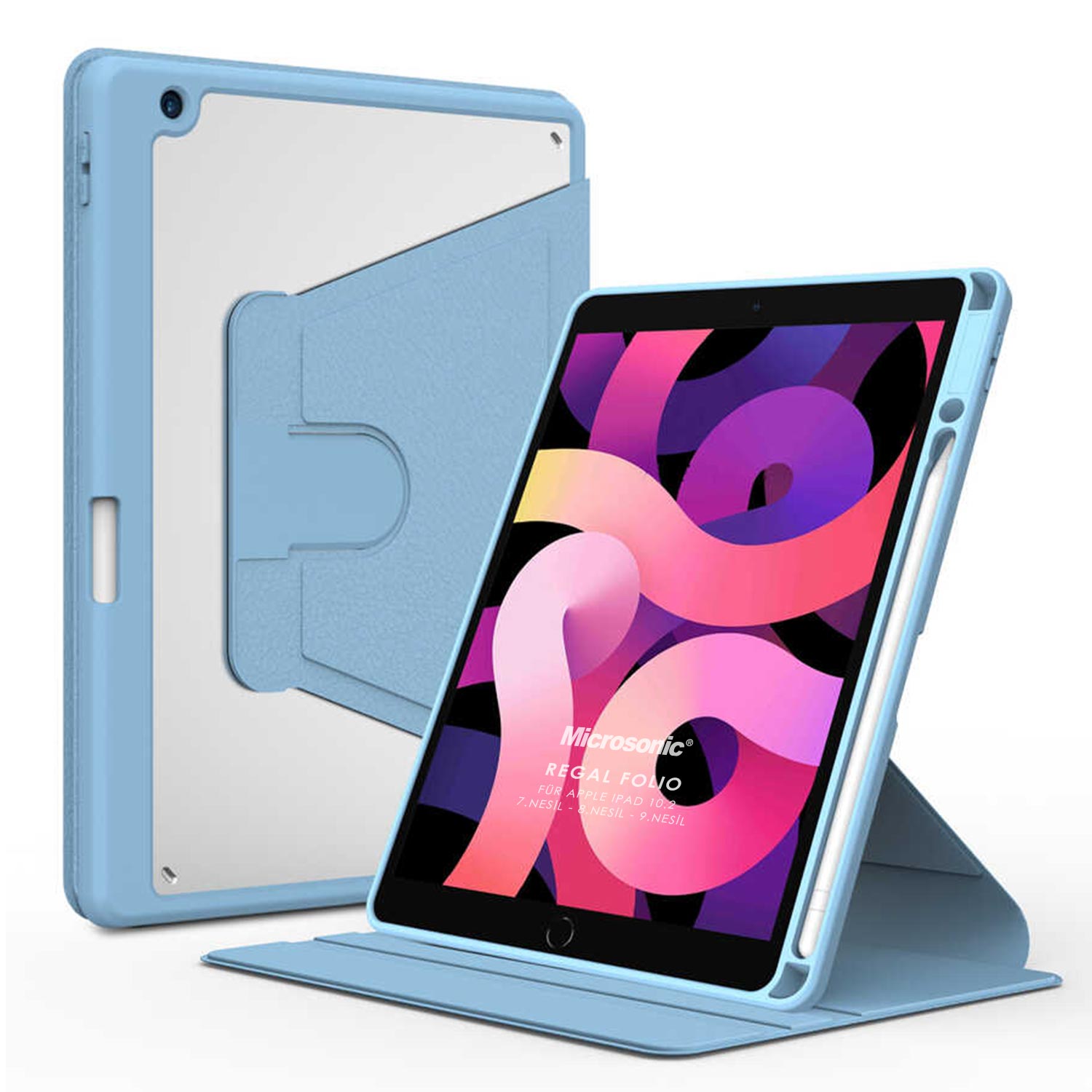 Microsonic Apple iPad 10 2 8 Nesil Kılıf A2270-A2428-A2429-A2430 Regal Folio Mavi