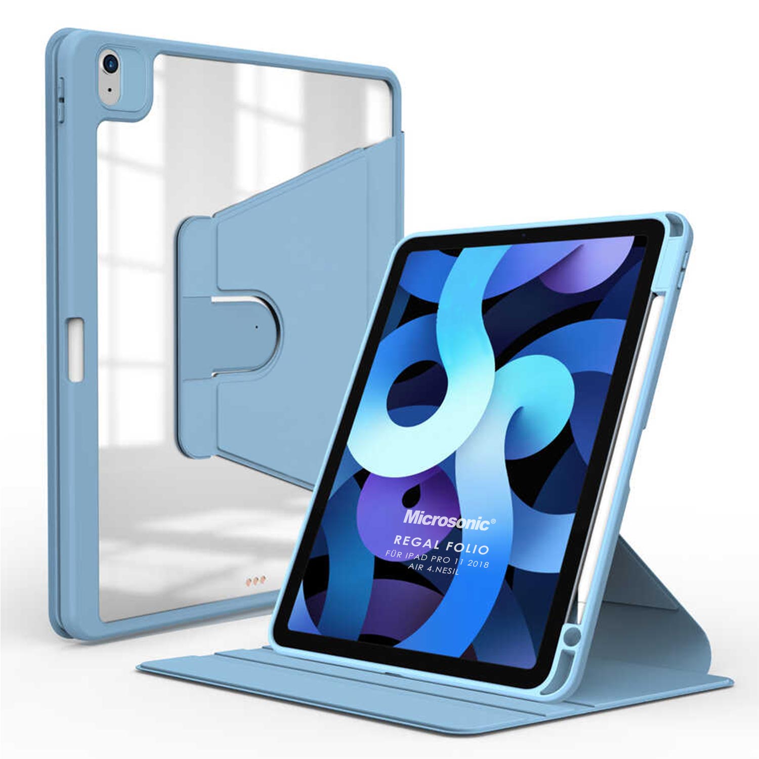 Microsonic Apple iPad Air 4 Nesil Kılıf A2316-A2324-A2325-A2072 Regal Folio Mavi