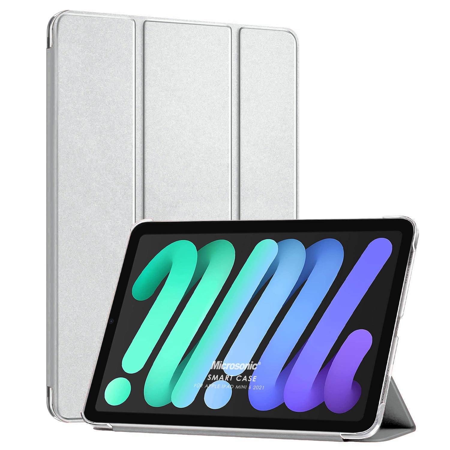 Microsonic Apple iPad Mini 6 2021 A2567-A2568-A2569 Smart Case ve arka Kılıf Gümüş