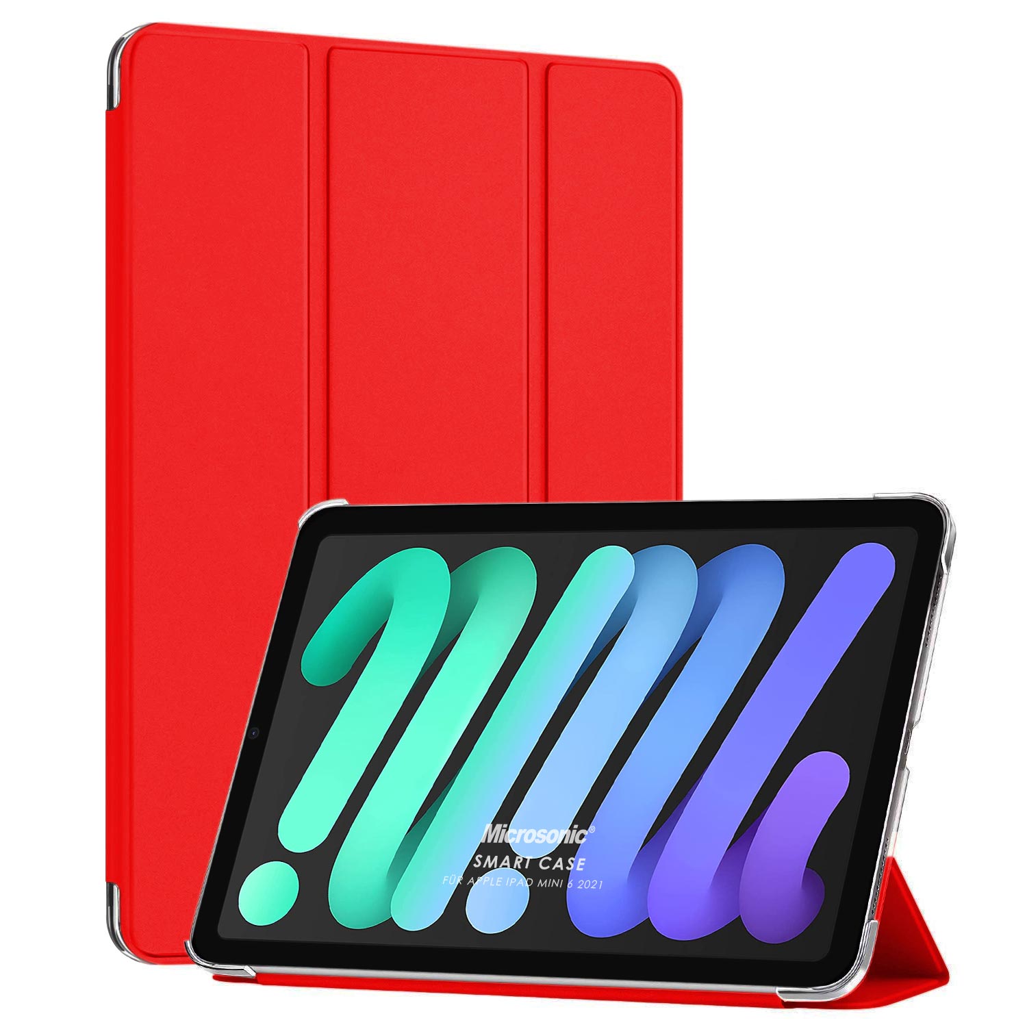 Microsonic Apple iPad Mini 6 2021 A2567-A2568-A2569 Smart Case ve arka Kılıf Kırmızı