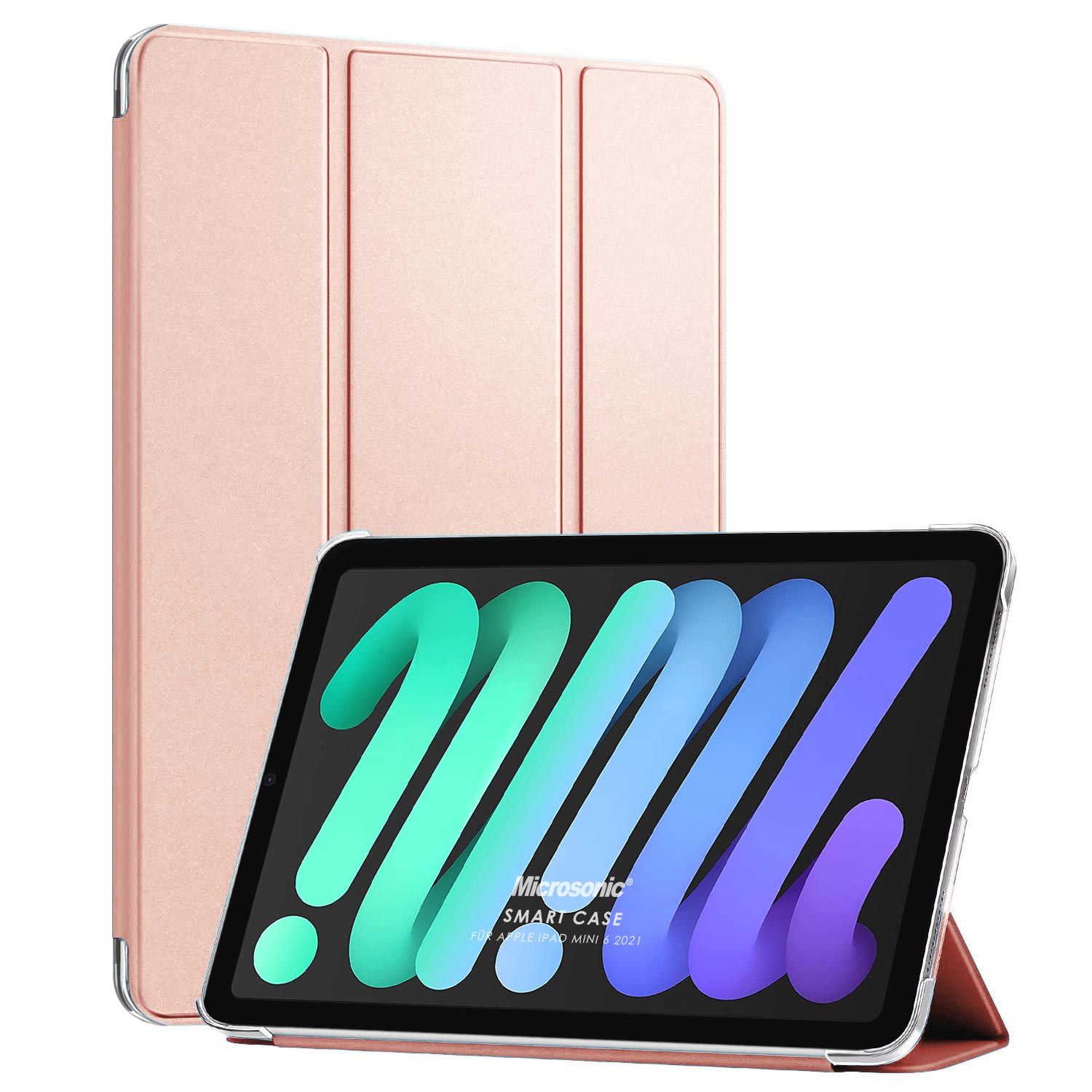 Microsonic Apple iPad Mini 7 Kılıf A2993-A2995 Slim Translucent Back Smart Cover Rose Gold