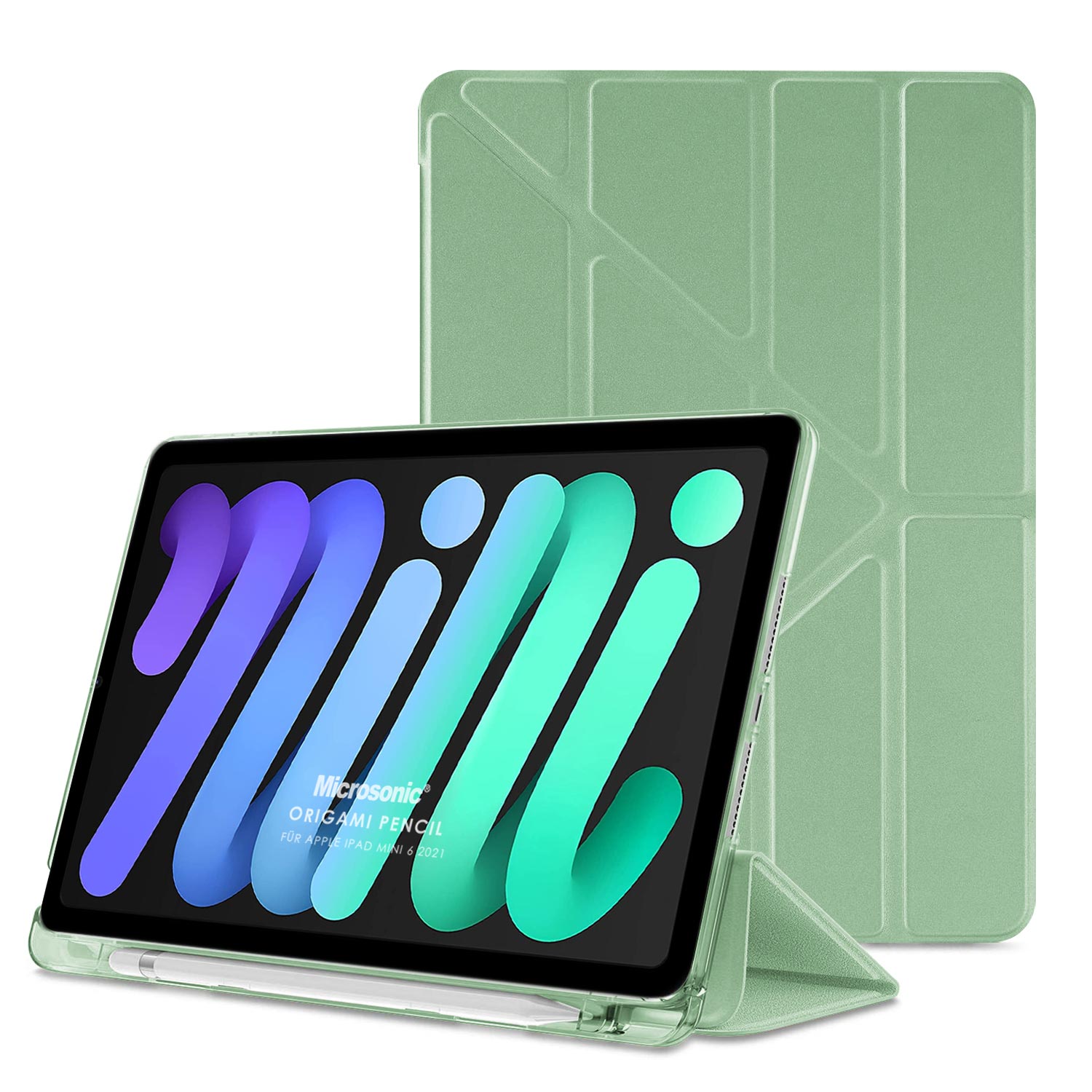 Microsonic Apple iPad Mini 6 2021 A2567-A2568-A2569 Kılıf Origami Pencil Açık Yeşil