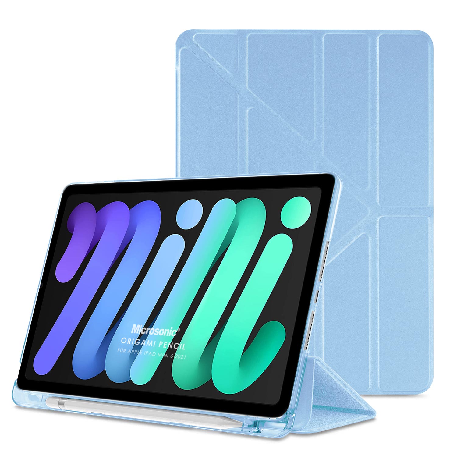 Microsonic Apple iPad Mini 7 Kılıf A2993-A2995 Origami Pencil Mavi