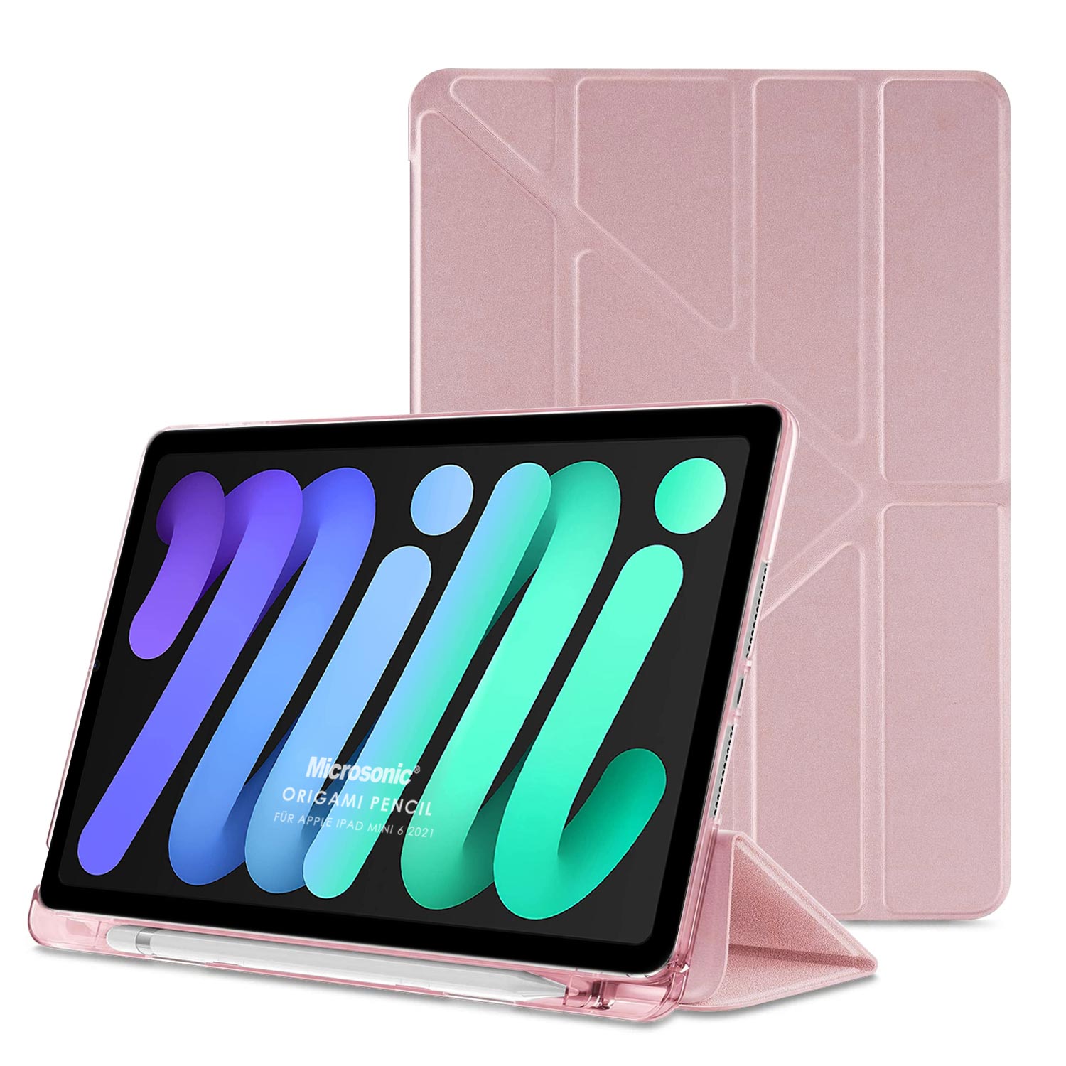 Microsonic Apple iPad Mini 6 2021 A2567-A2568-A2569 Kılıf Origami Pencil Rose Gold