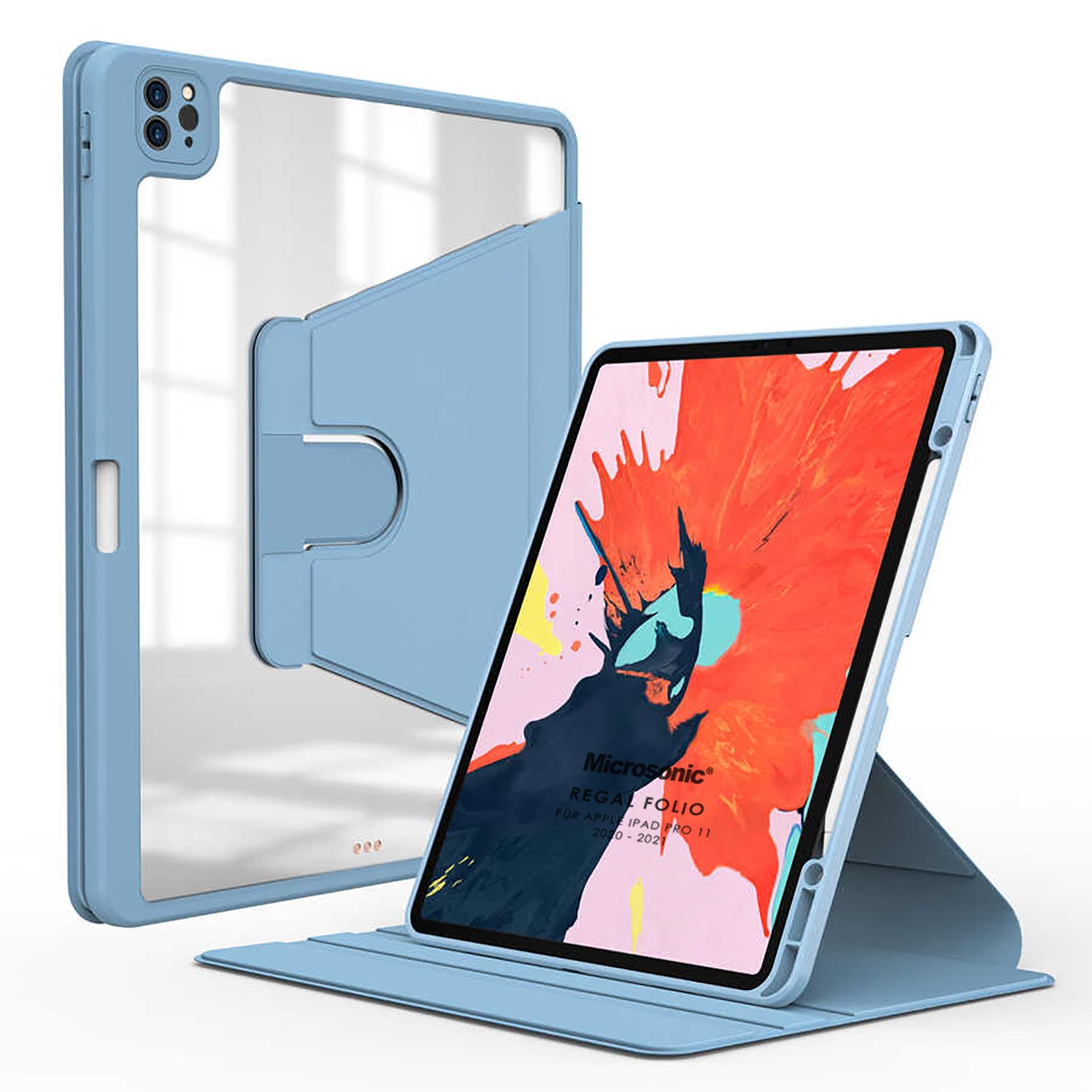 Microsonic Apple iPad Pro 11 2021 3 Nesil Kılıf A2377-A2459-A2301-A2460 Regal Folio Mavi