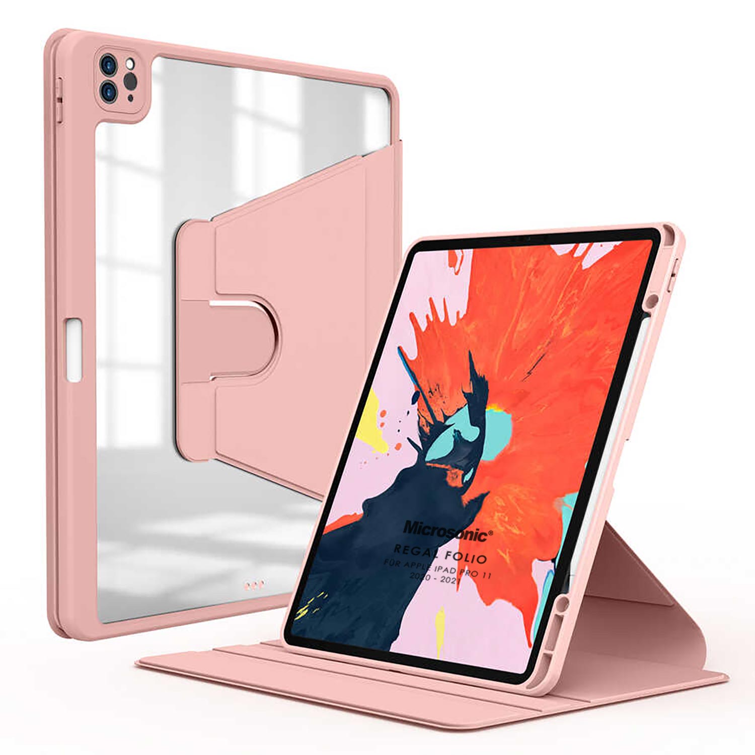 Microsonic Apple iPad Pro 11 2022 4 Nesil Kılıf A2759-A2435-A2761-A2762 Regal Folio Pembe