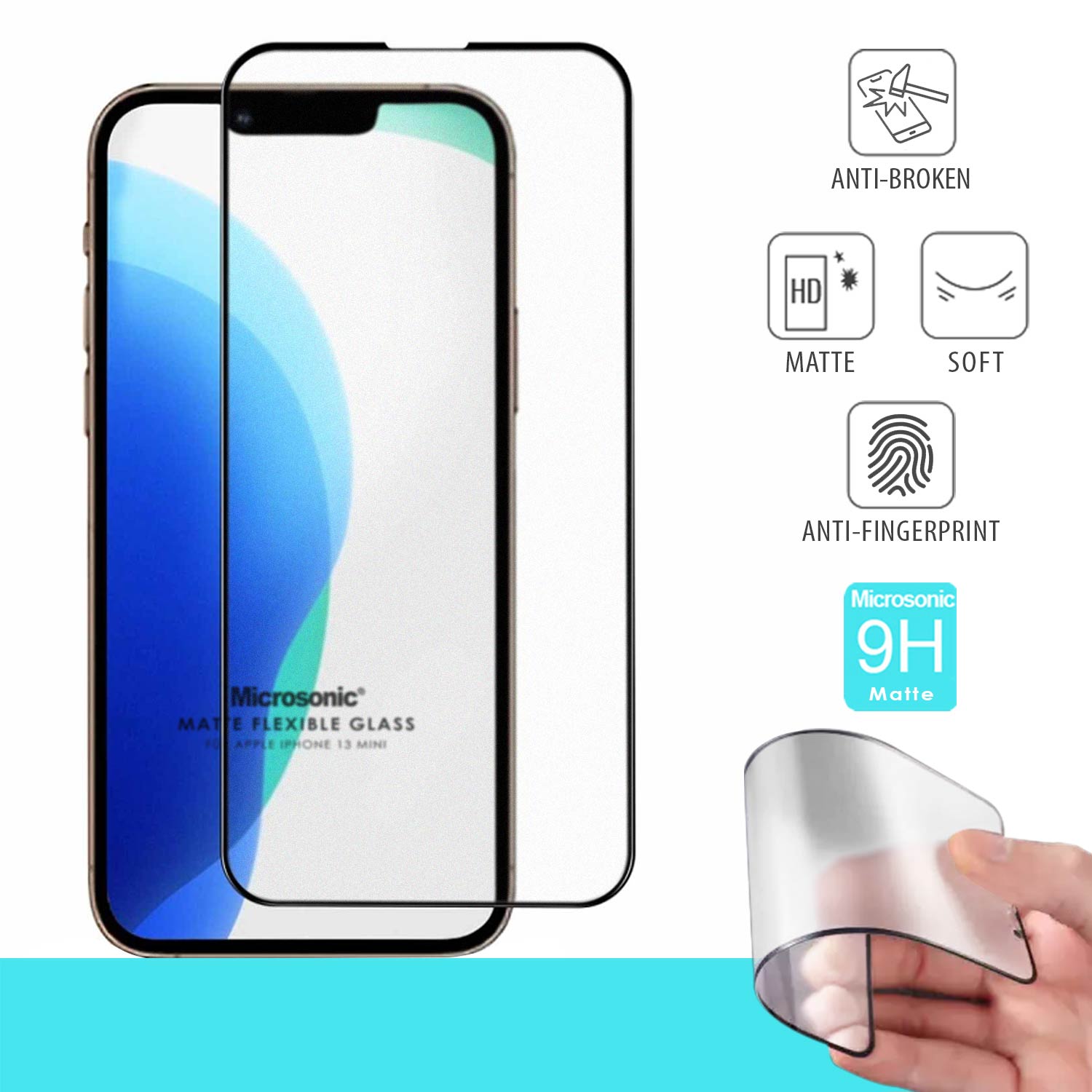 Microsonic Apple iPhone 13 Mini Seramik Matte Flexible Ekran Koruyucu Siyah