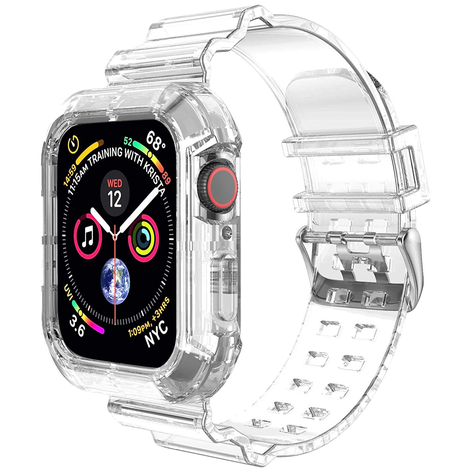 Microsonic Apple Watch Series 9 45mm Kordon Transparent Clear Band Şeffaf