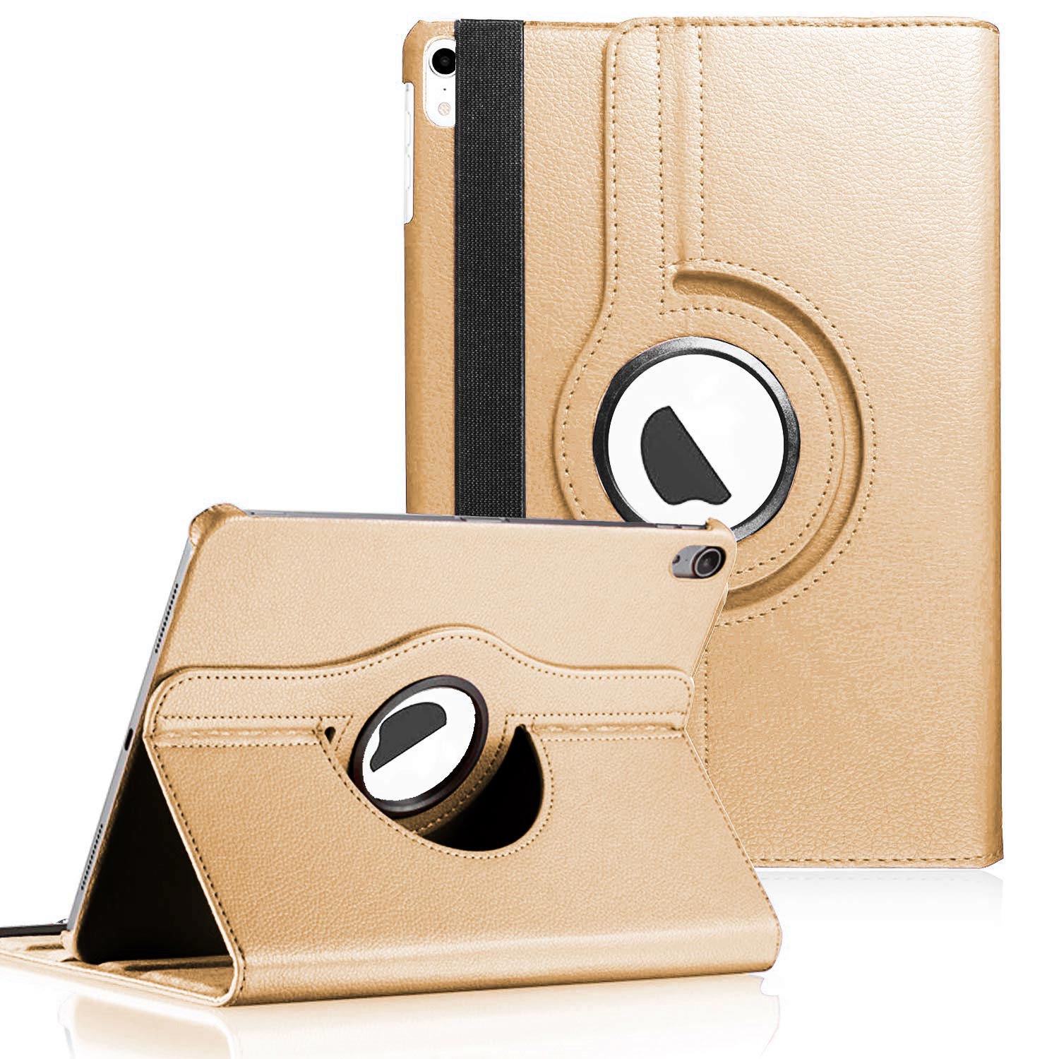 Microsonic Apple iPad Mini 7 Kılıf A2993-A2995 360 Rotating Stand Deri Gold