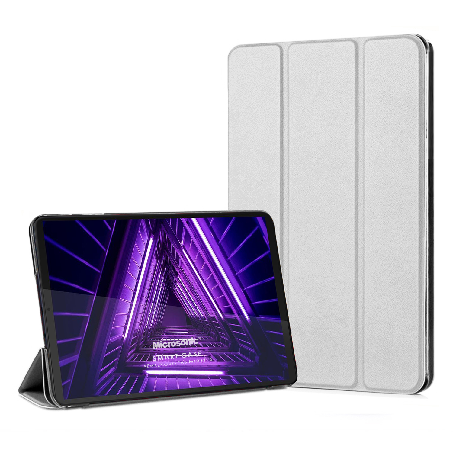 Microsonic Lenovo Tab M10 Plus 3 Nesil 10 6 Kılıf TB-125F-TB-128F Slim Translucent Back Smart Cover Gümüş