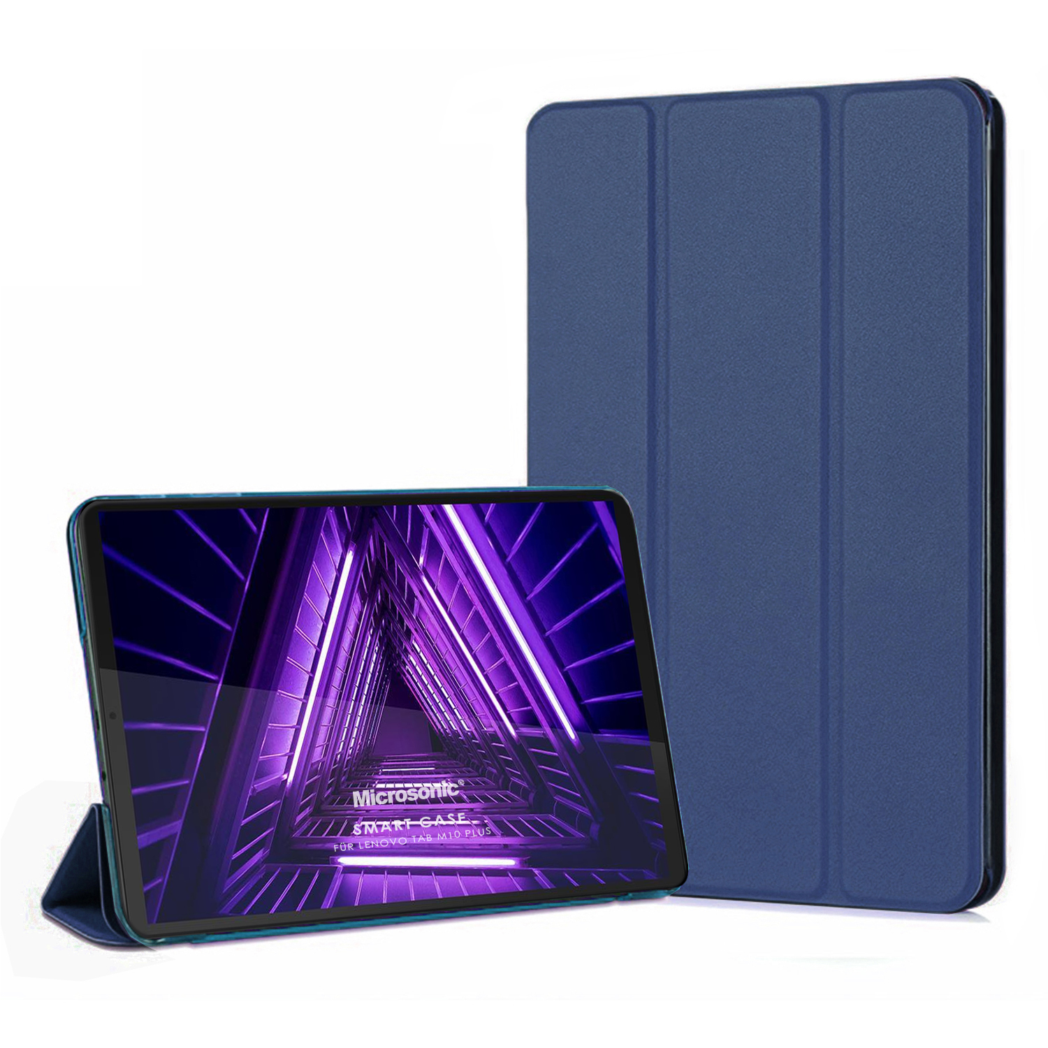 Microsonic Lenovo Tab M10 Plus 3 Nesil 10 6 Kılıf TB-125F-TB-128F Slim Translucent Back Smart Cover Lacivert