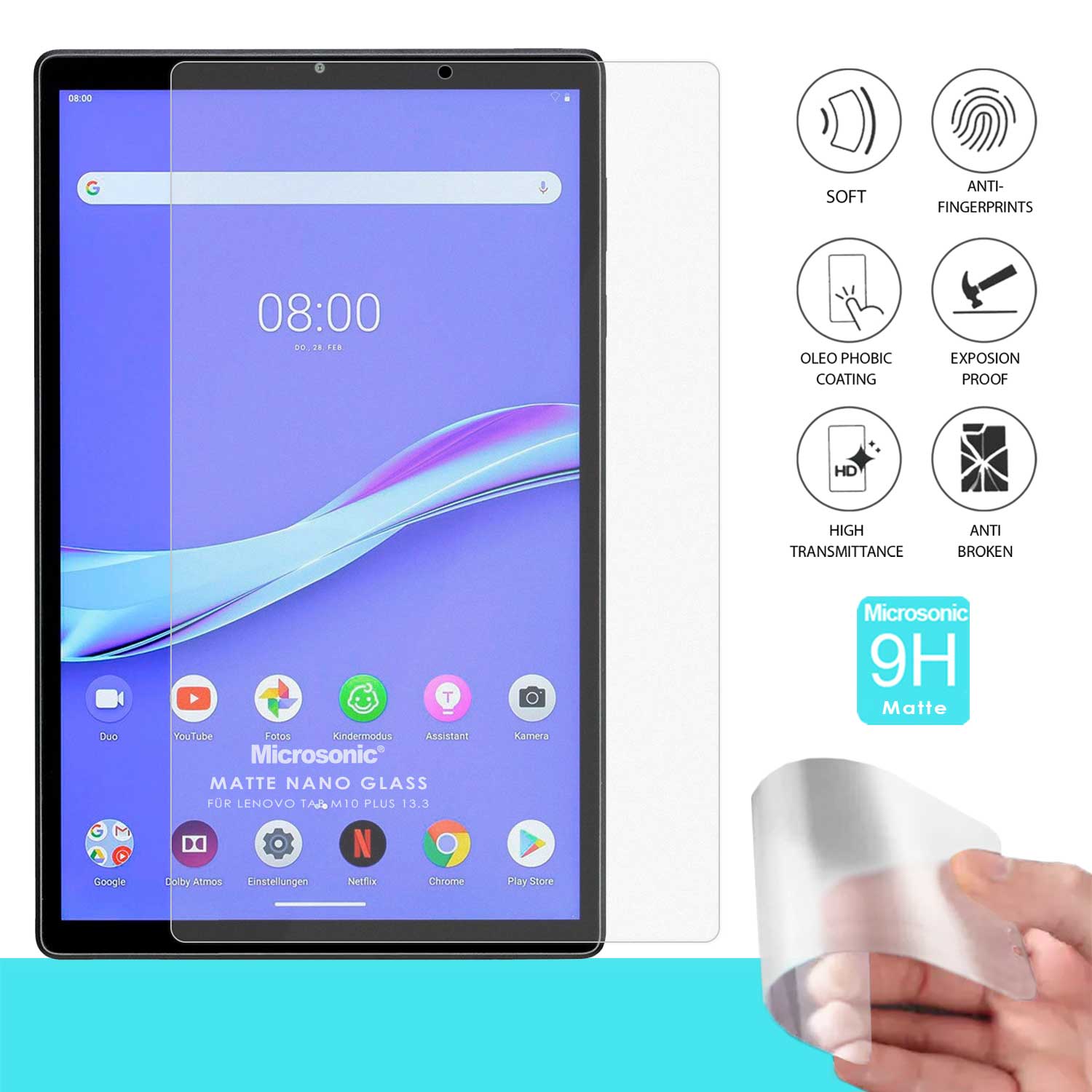 Microsonic Lenovo Tab M10 Plus TB-X606F 10 3 ZA5T0215TR Matte Nano Glass Cam Ekran Koruyucu