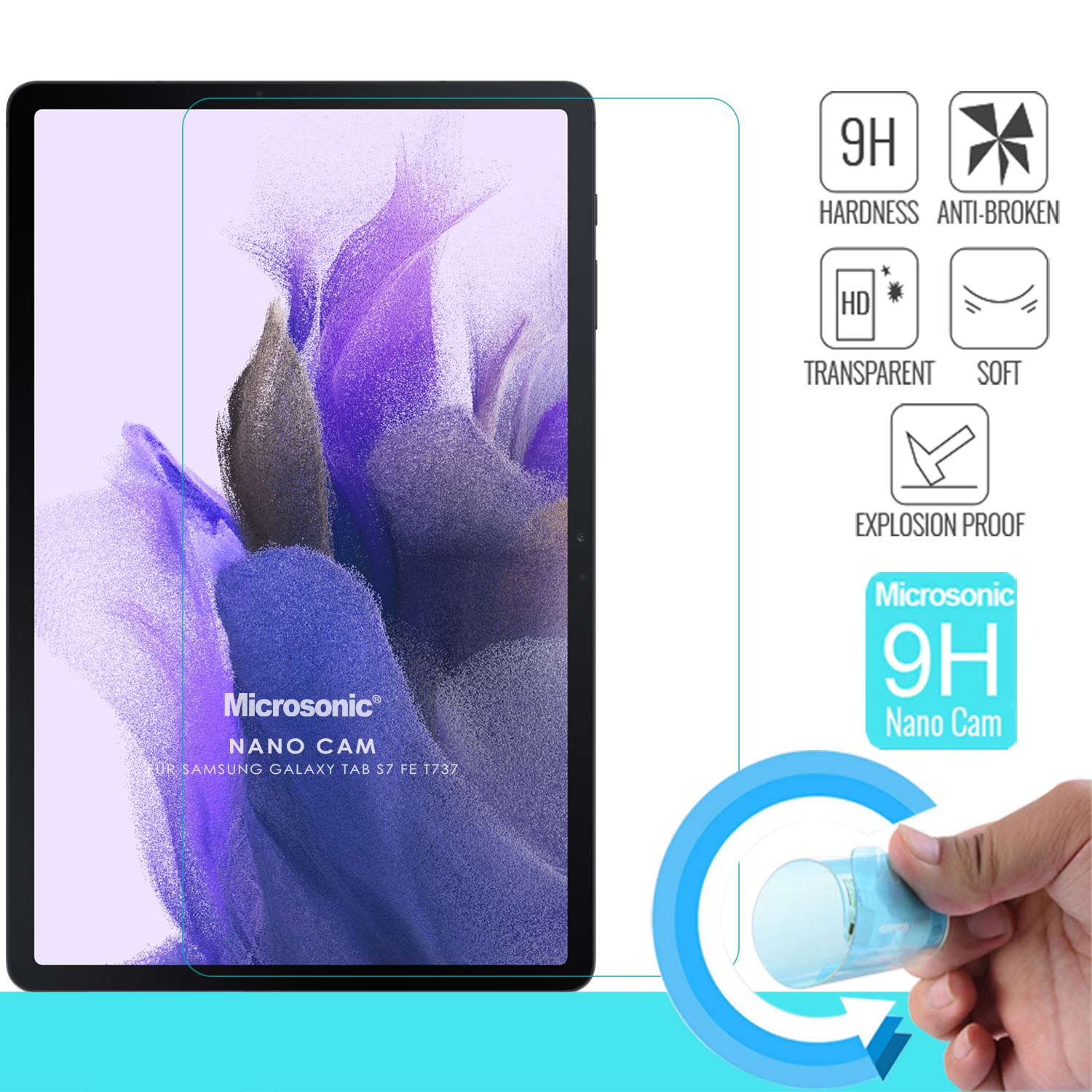 Microsonic Samsung Galaxy Tab S7 FE LTE T737 Nano Glass Cam Ekran Koruyucu