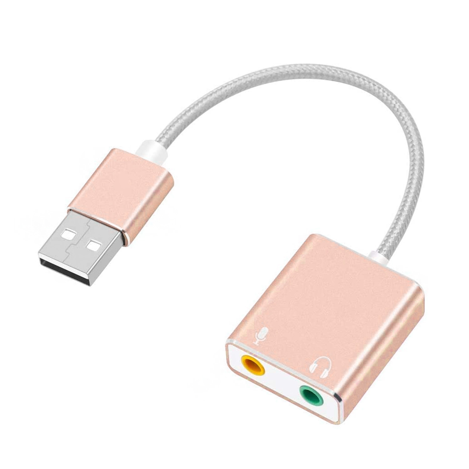Microsonic USB Sound Card Kablo USB to 3 5mm Kulaklık ve Mikrofon Çevirici Adaptör Rose Gold