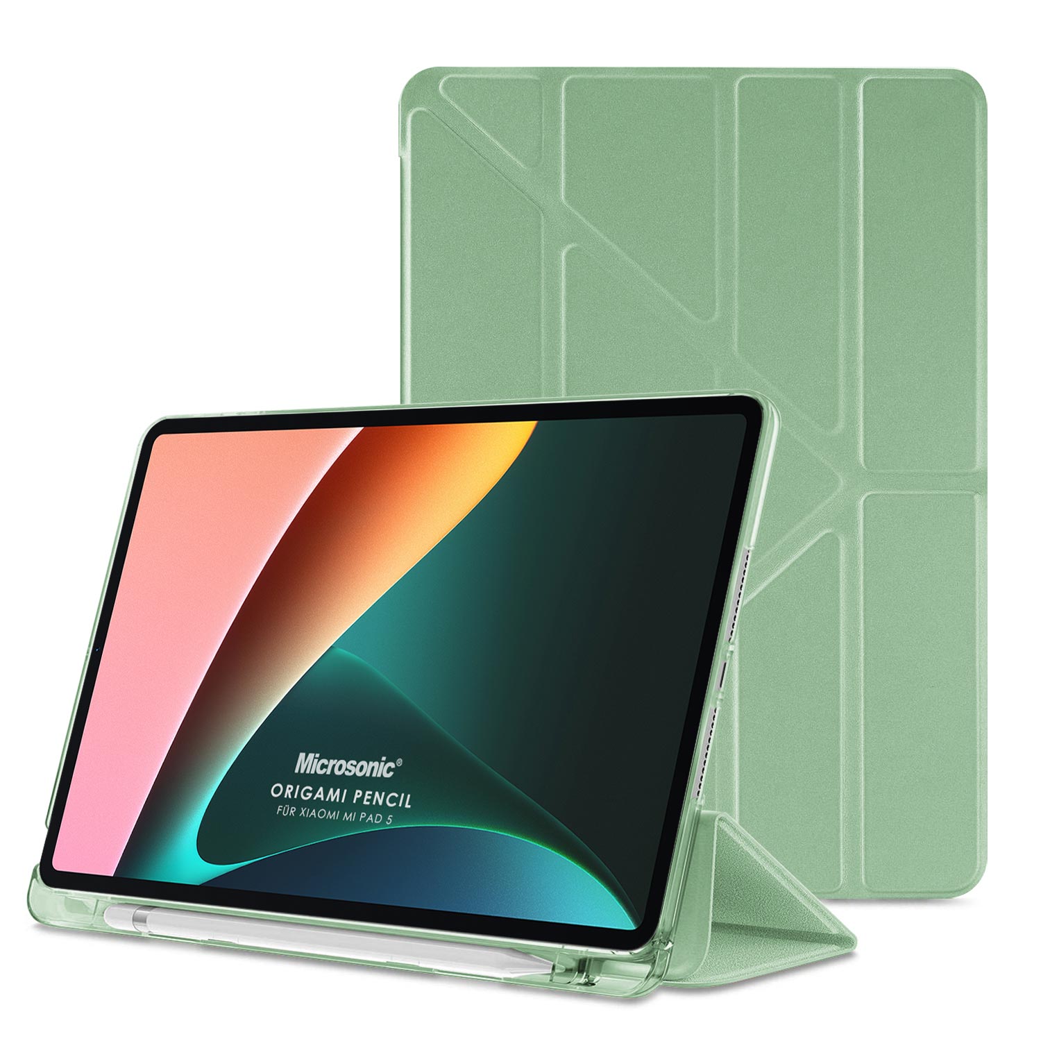 Microsonic Xiaomi Redmi Pad SE 8 7 Kılıf Origami Pencil Açık Yeşil