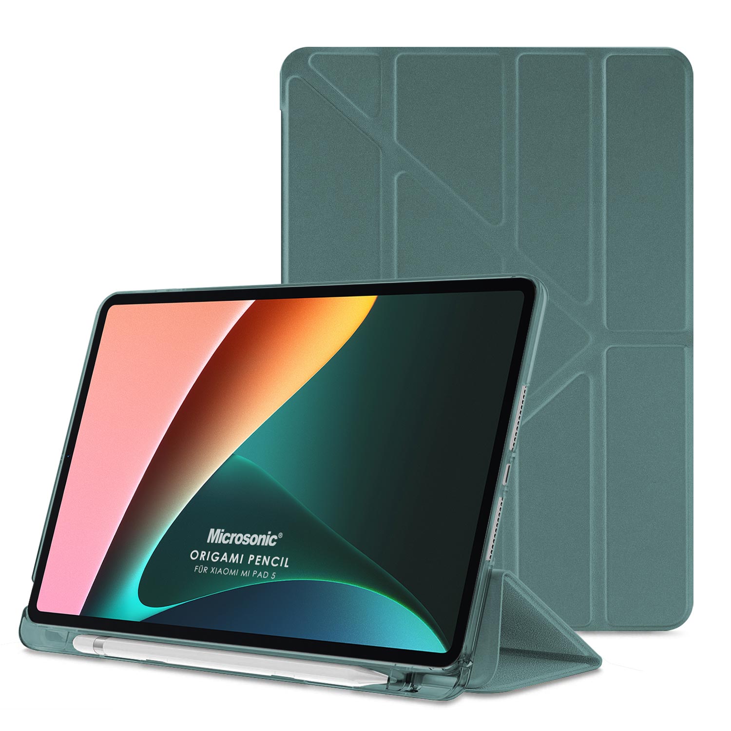 Microsonic Xiaomi Redmi Pad SE 8 7 Kılıf Origami Pencil Koyu Yeşil
